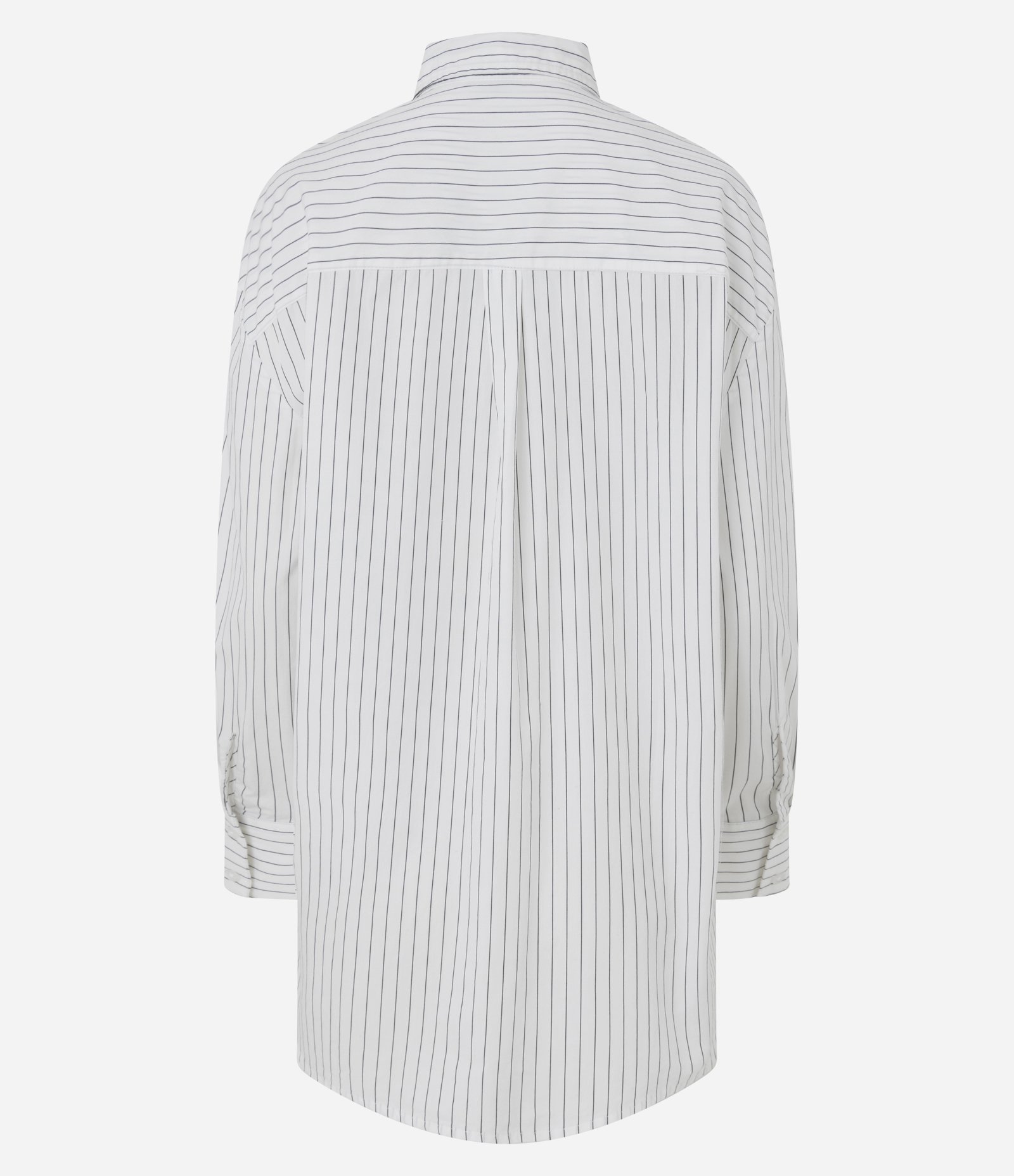 Camisa Alongada em Tricoline Listrada com Bolso Frontal Branco 7
