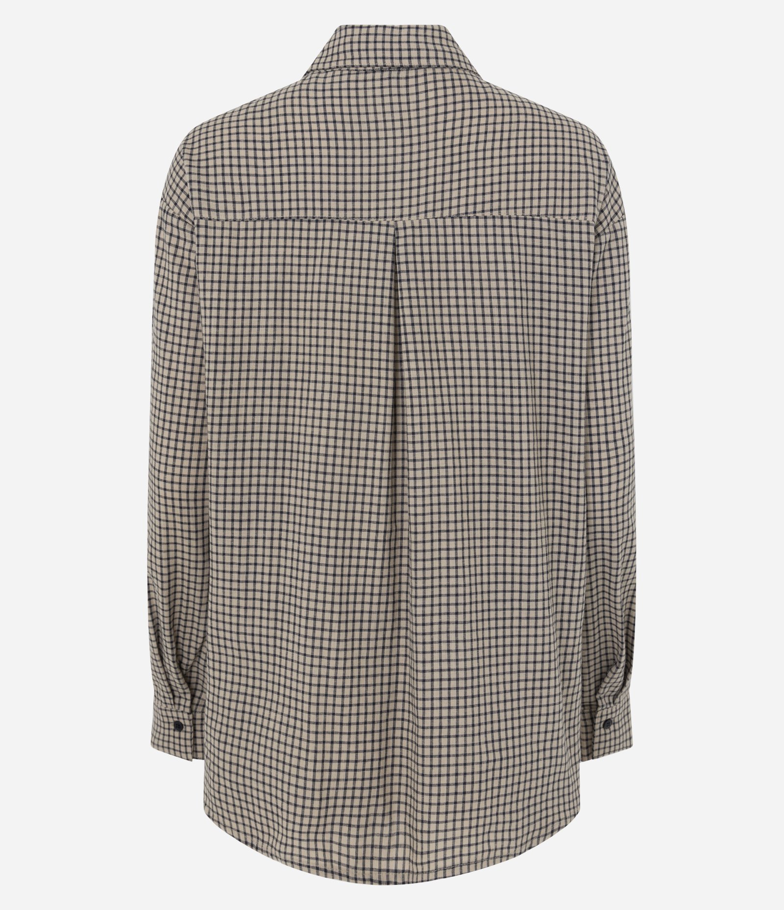 Camisa Xadrez Alongada Oversized com Gravata Bege 6