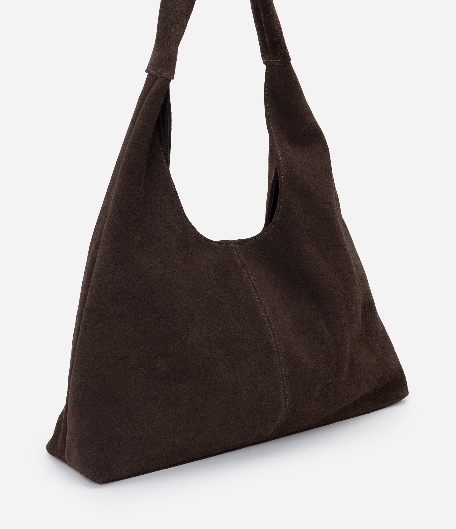 Bolsa Hobo Grande de Couro com Alça Larga Marrom 1