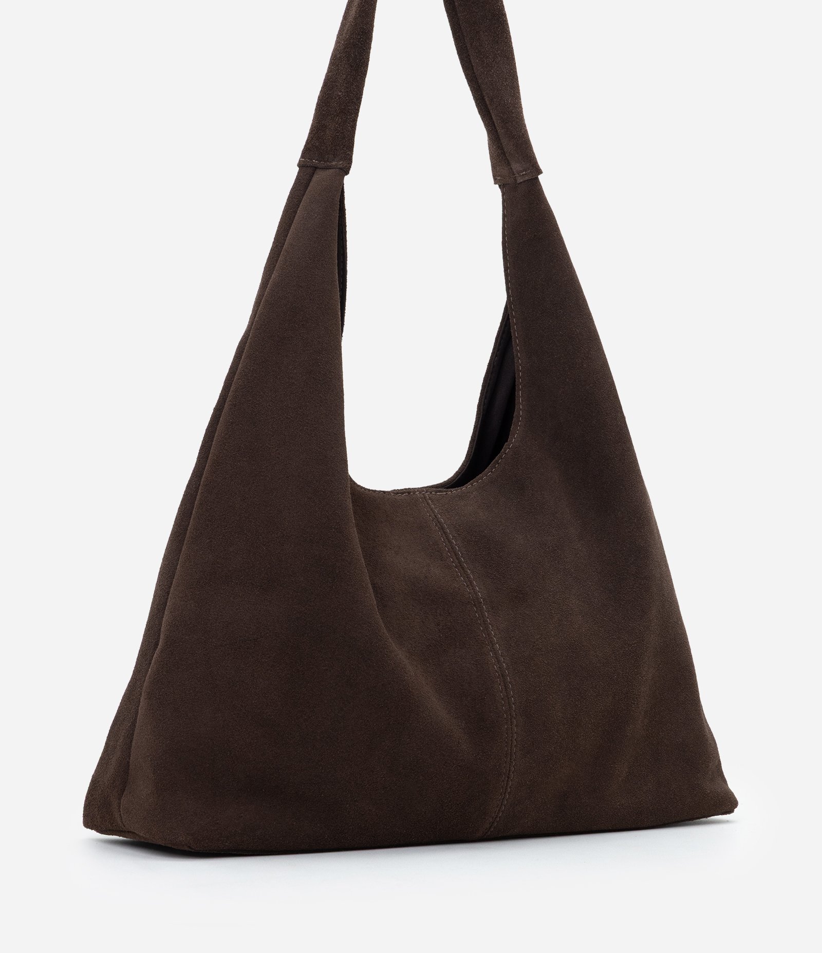 Bolsa Hobo Grande de Couro com Alça Larga Marrom 3