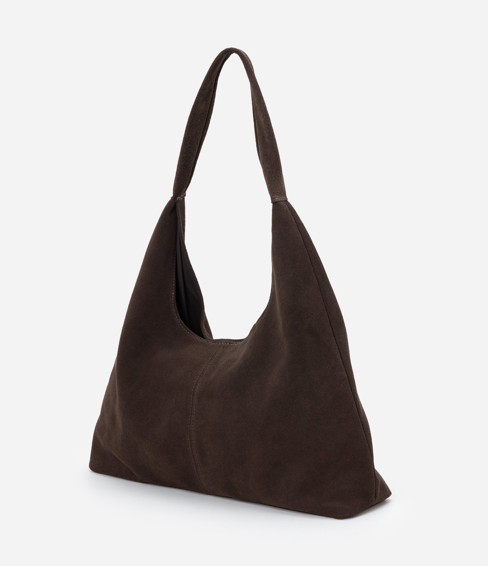 Bolsa Hobo Grande de Couro com Alça Larga Marrom 4