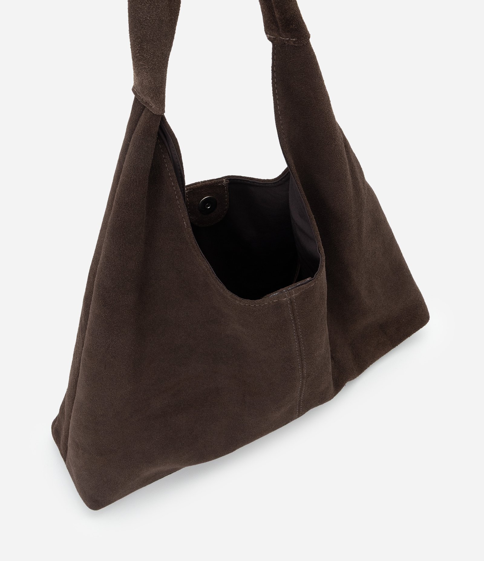 Bolsa Hobo Grande de Couro com Alça Larga Marrom 5