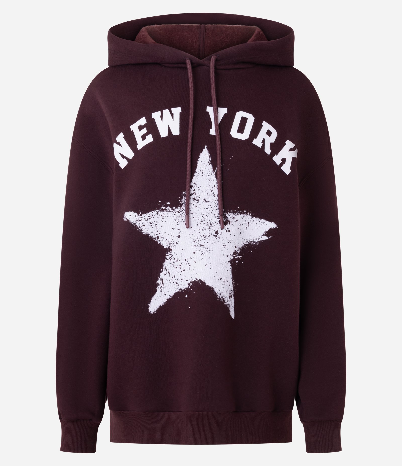 Moletom com Capuz e Lettering New York Bordô 5