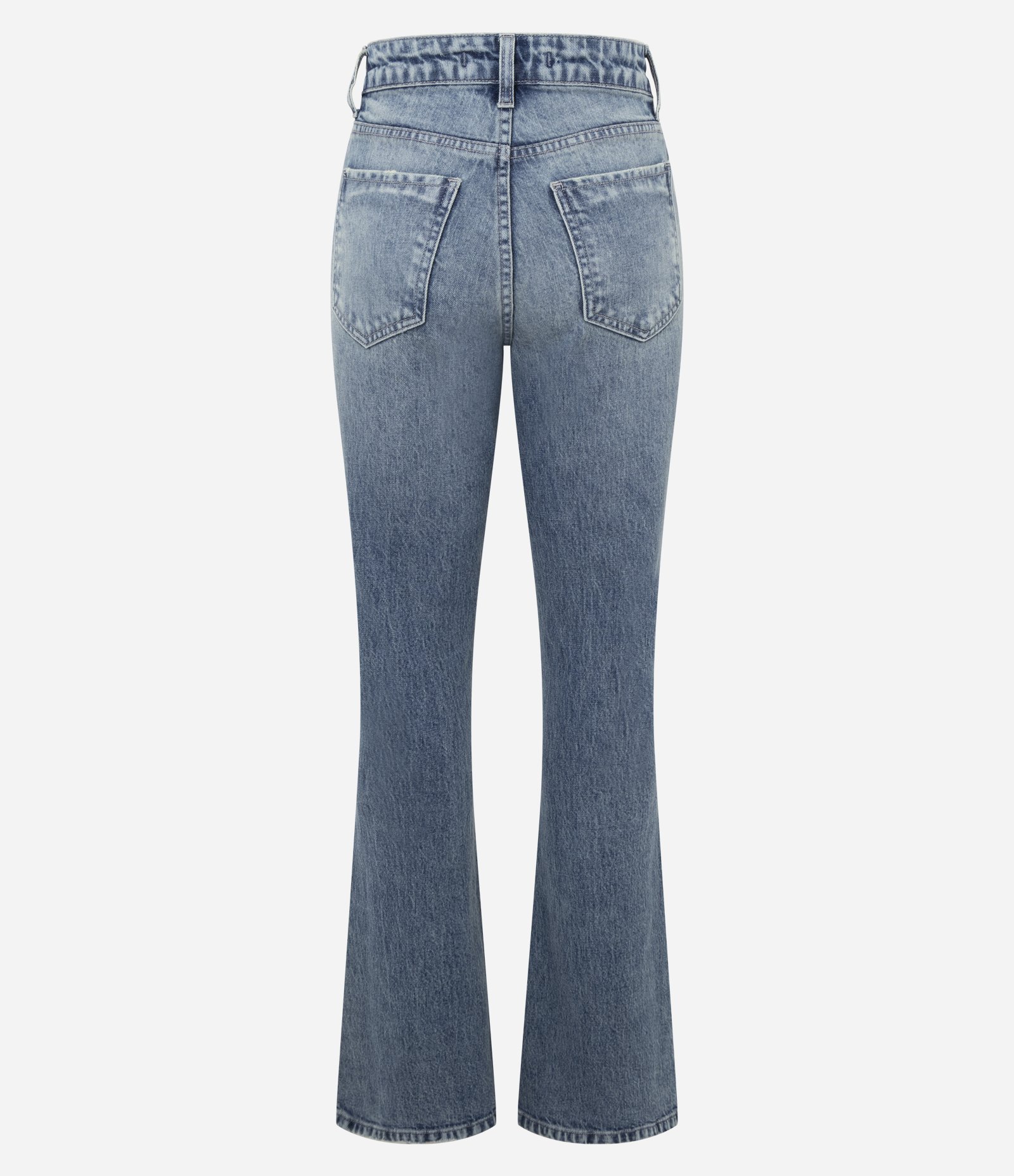 Calça Bootcut em Jeans com Cintura Média e Tachas Estrela Azul Claro 2