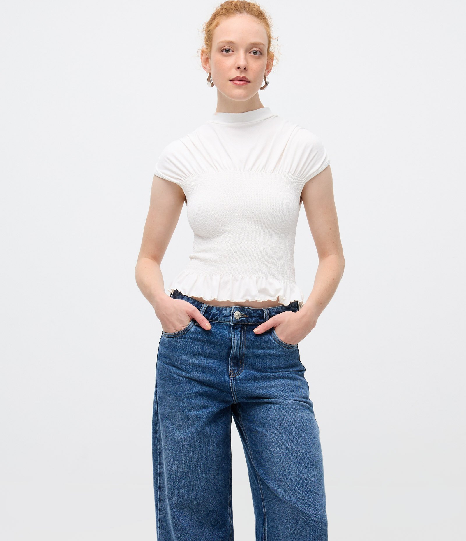 Calça Wide Leg em Jeans com Cós Passante Azul Médio 2