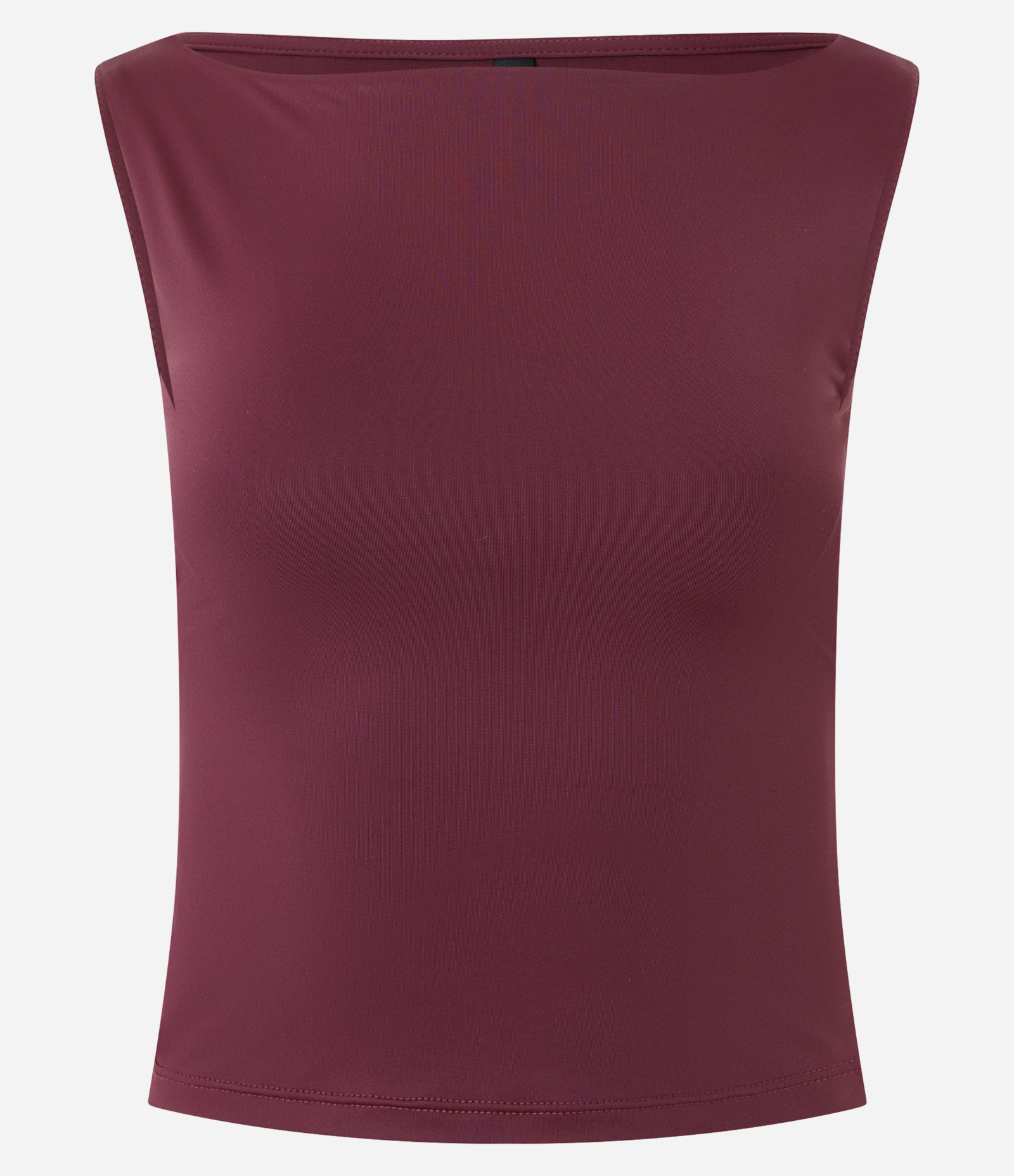 Blusa Sem Manga em Microfibra com Decote Canoa Bordô 2