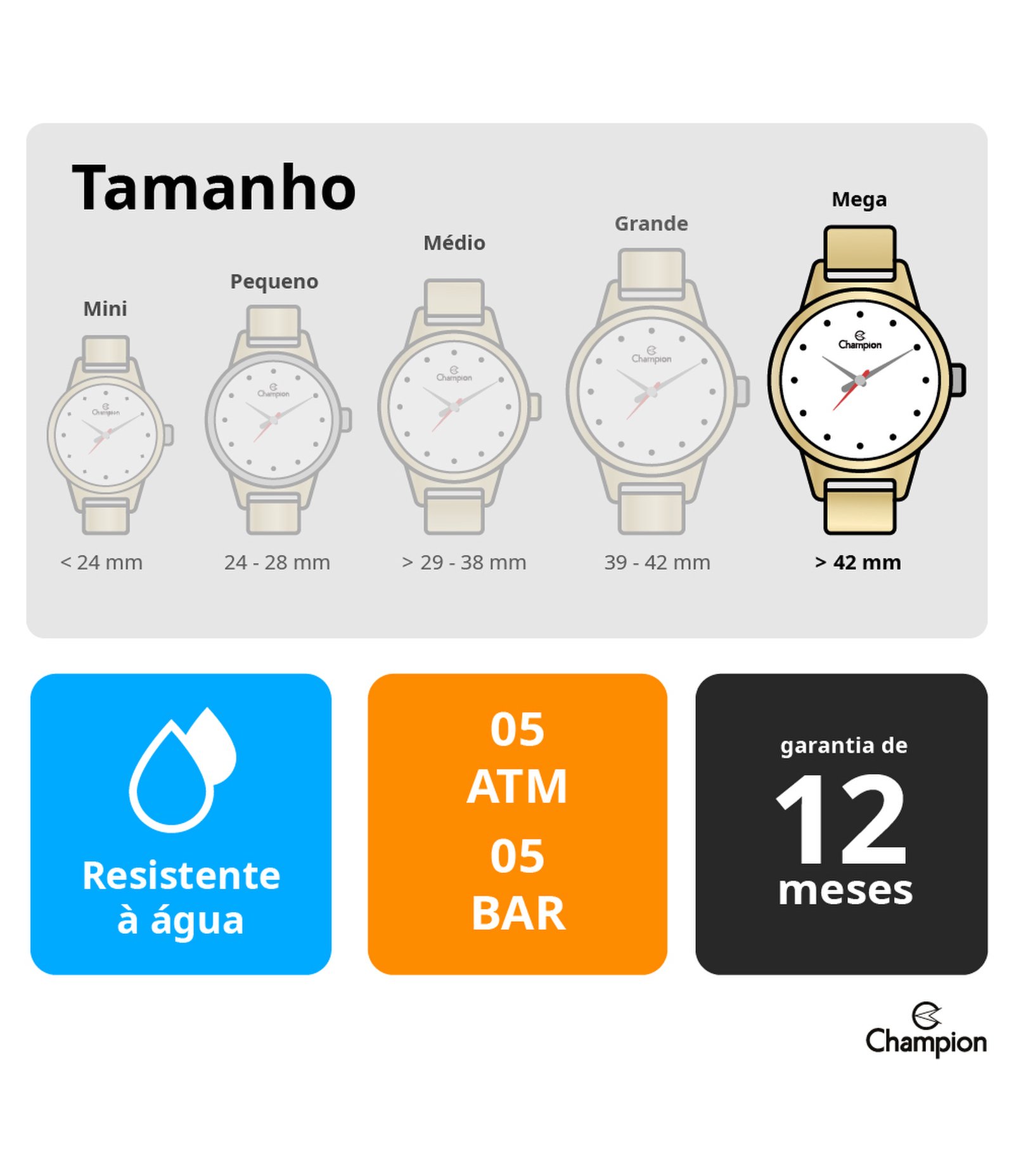 Relógio Masculino Analógico com Pulseira em Aço Champion Prata 3