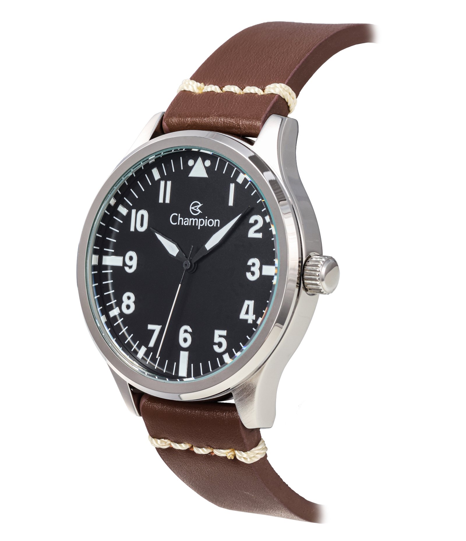 Relógio Masculino Analógico com Caixa em Metal e Pulseira em Couro Champion Marrom 2
