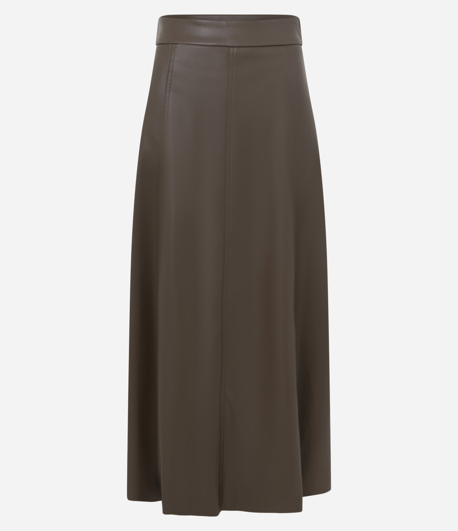 Saia Midi em PU com Recortes Frontais Marrom 5