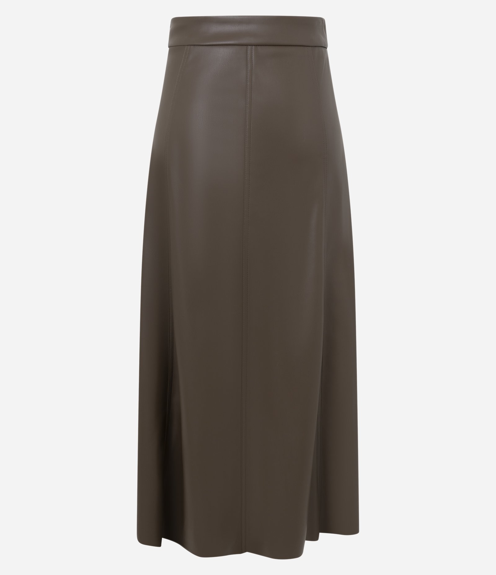 Saia Midi em PU com Recortes Frontais Marrom 6