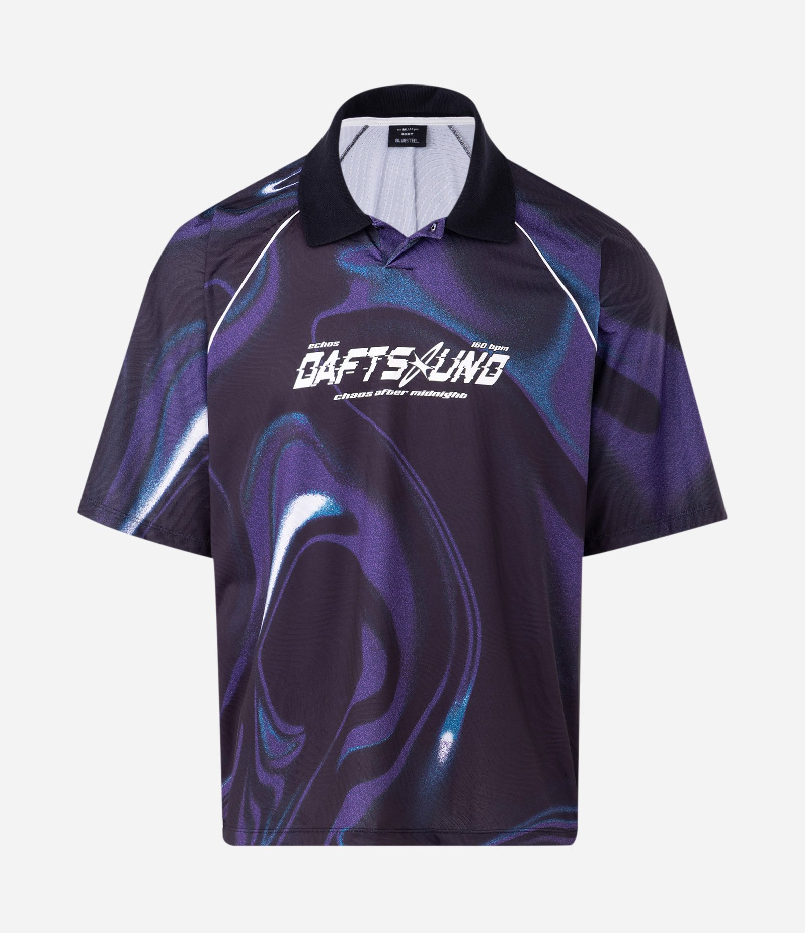 Camiseta Manga Curta Gola Polo com Estampa Daftsound Roxo 5