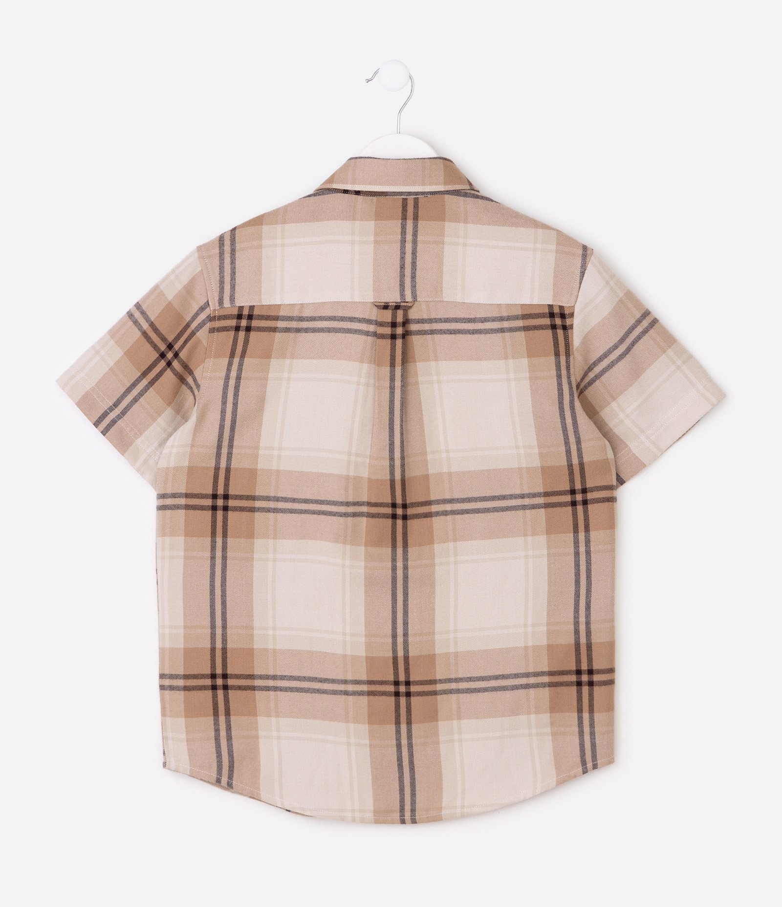Camisa Infantil Xadrez em Viscose com Botões – Tam 5 a 14 Anos Bege/Marrom 2