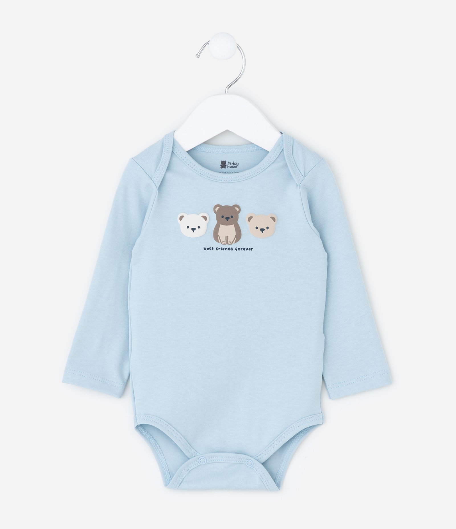 Body Infantil com Estampa Ursinhos Amigos – Tam RN a 18 Meses Azul Bebê 1