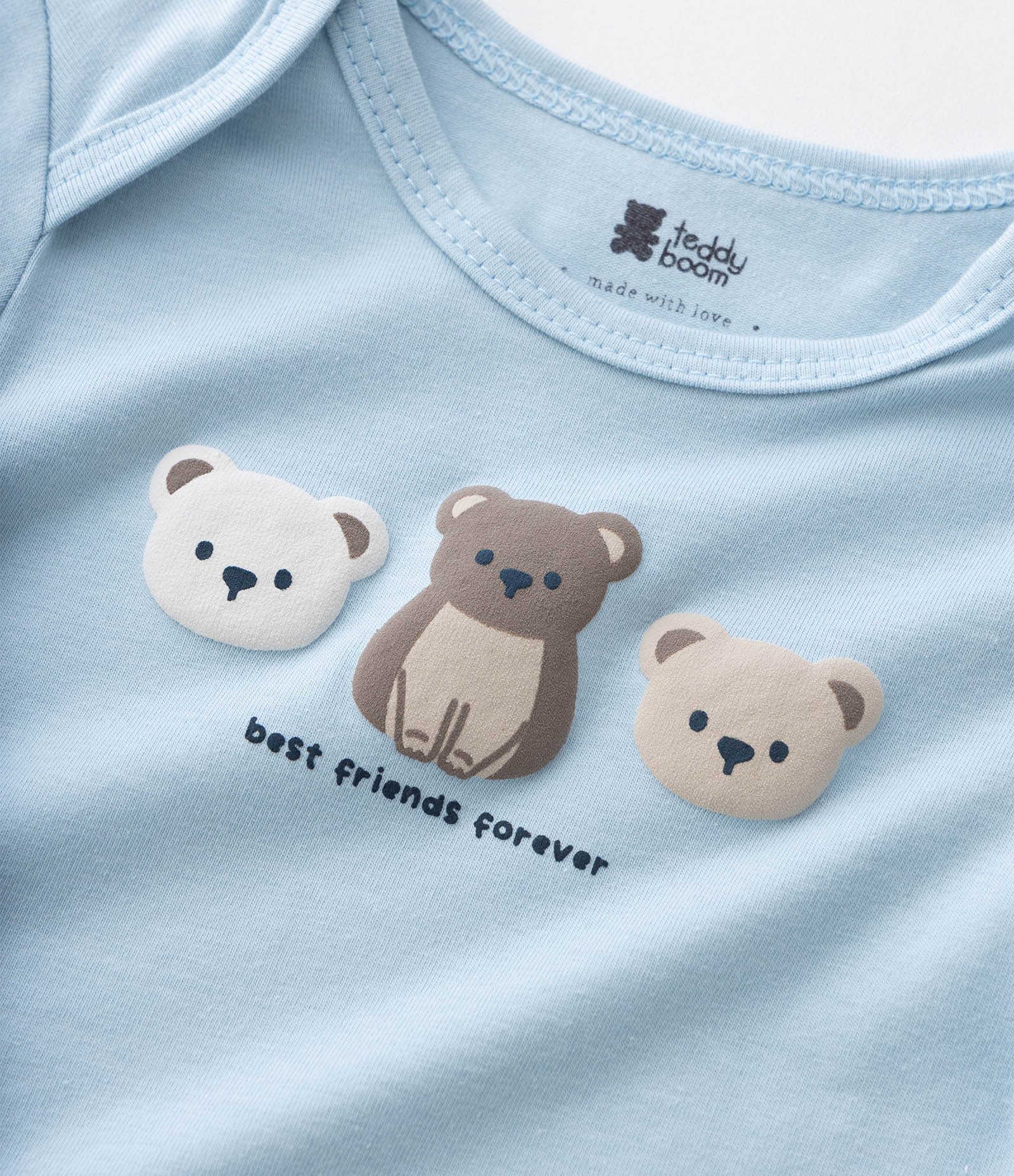 Body Infantil com Estampa Ursinhos Amigos – Tam RN a 18 Meses Azul Bebê 6