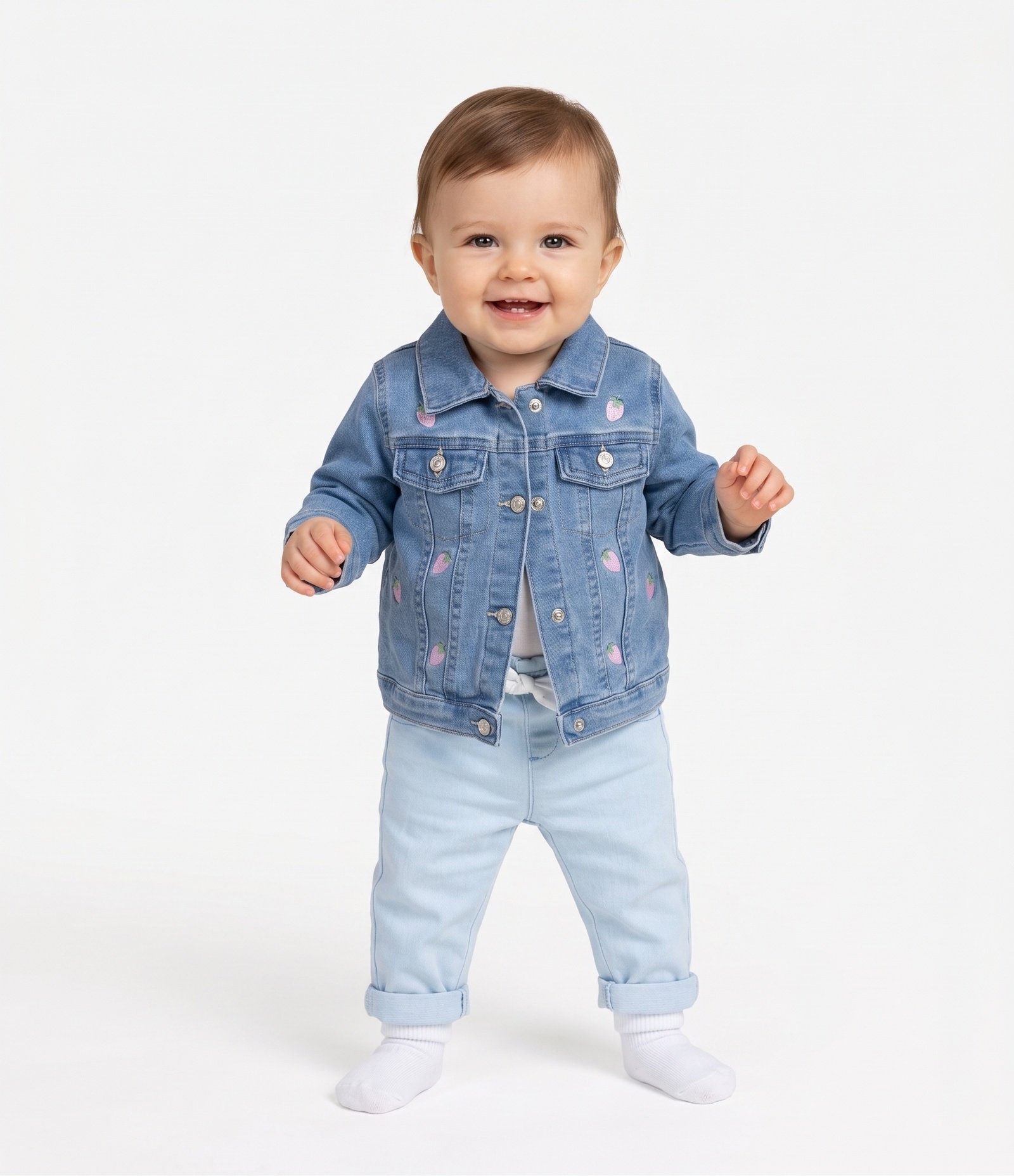 Calça Bebê em Jeans com Cós Elástico e Lacinho – Tam 03 a 18 Meses Azul Claro 2