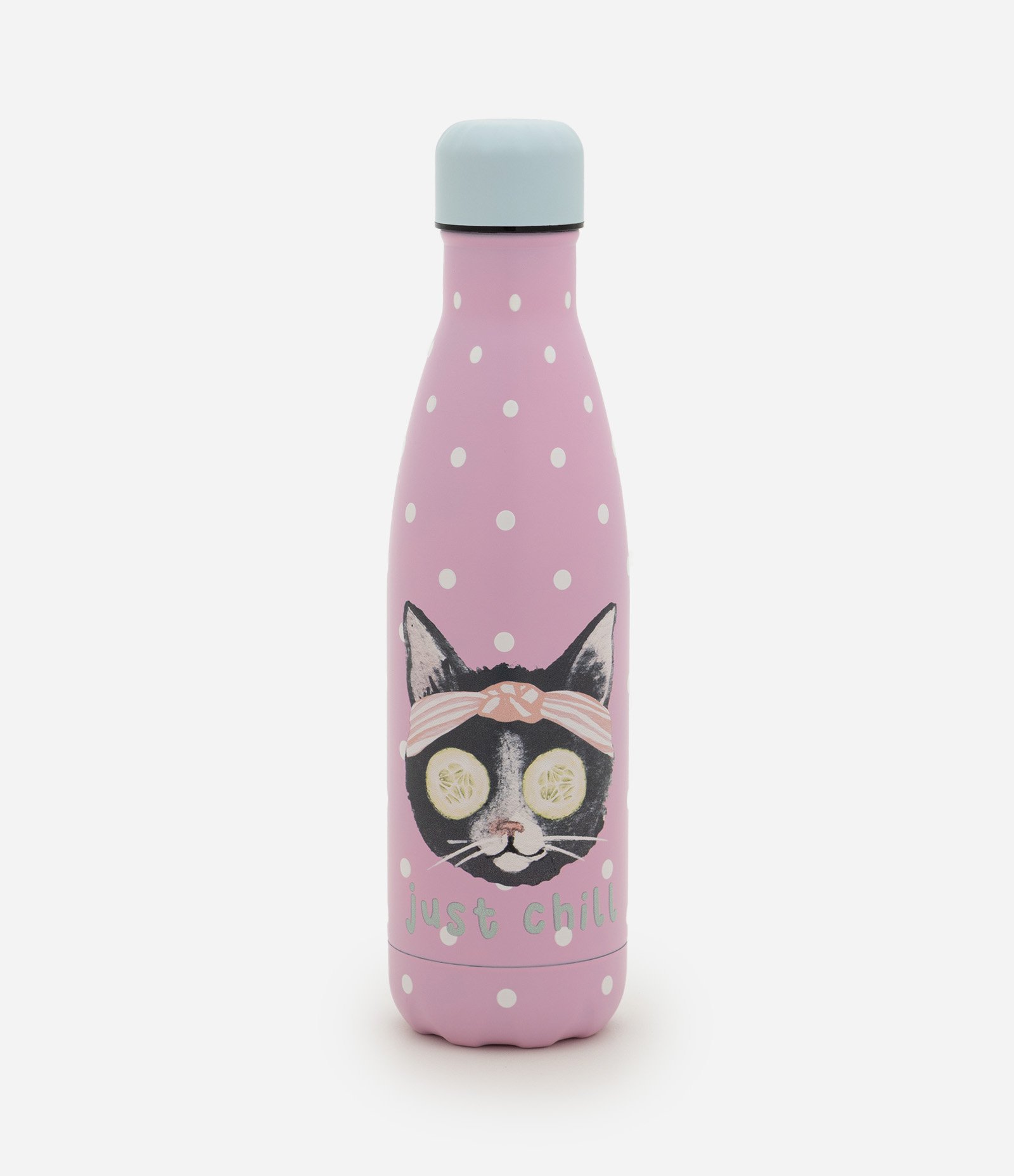 Garrafa em Aço Inoxidável com Estampa de Gato 750ml Rosa 1