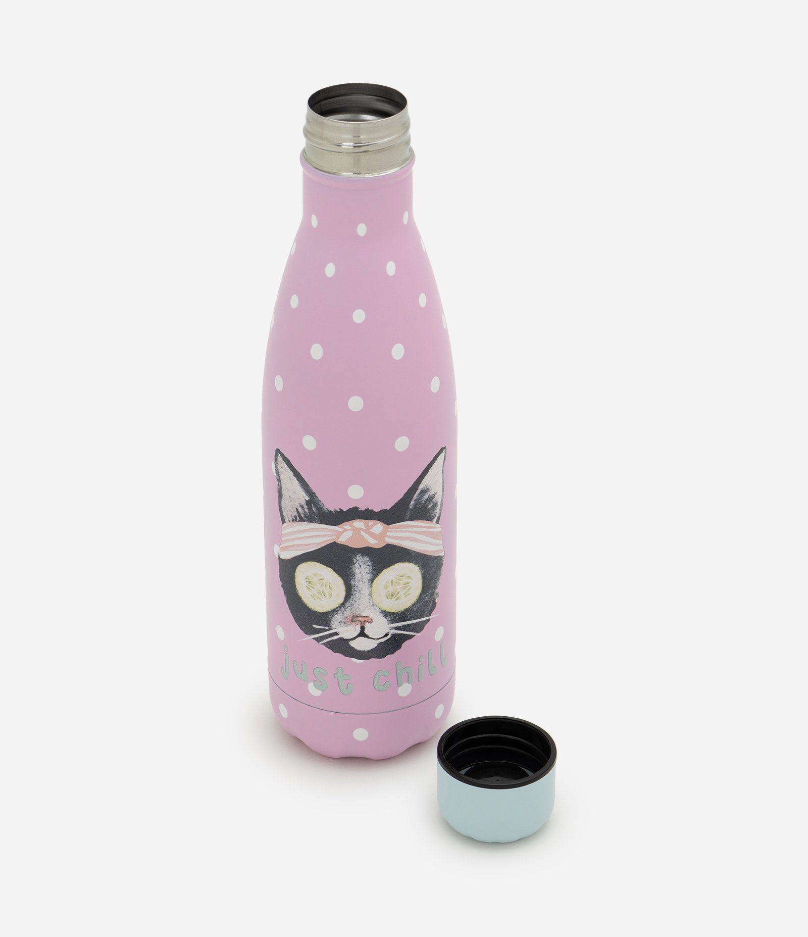 Garrafa em Aço Inoxidável com Estampa de Gato 750ml Rosa 3