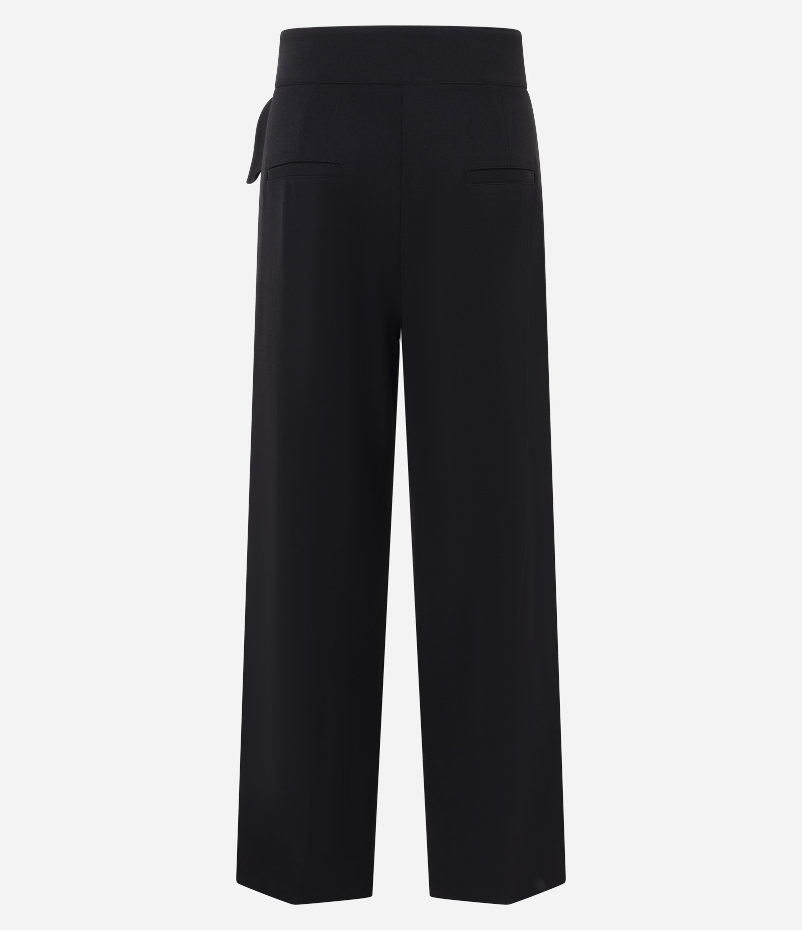 Calça Wide Leg em Crepe Cós com Fivela Preto 6