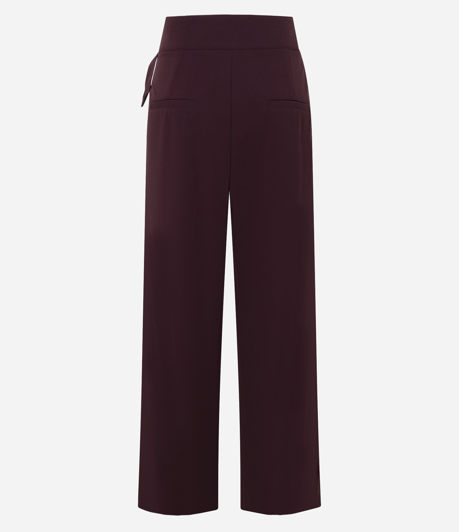Calça Wide Leg em Crepe Cós com Fivela Vinho 6