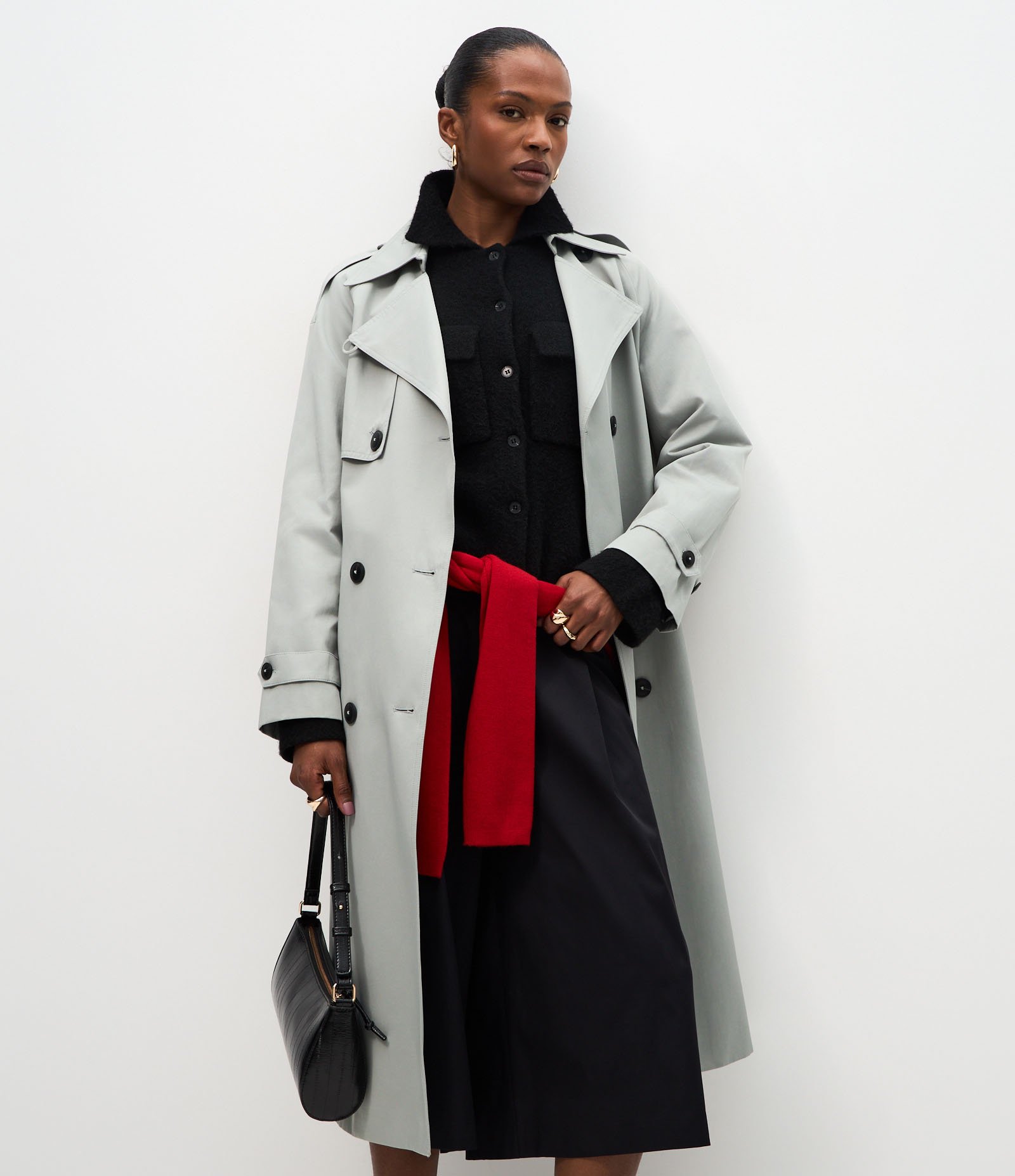 Trench Coat com Faixa Para Amarração na Cintura Cinza 1