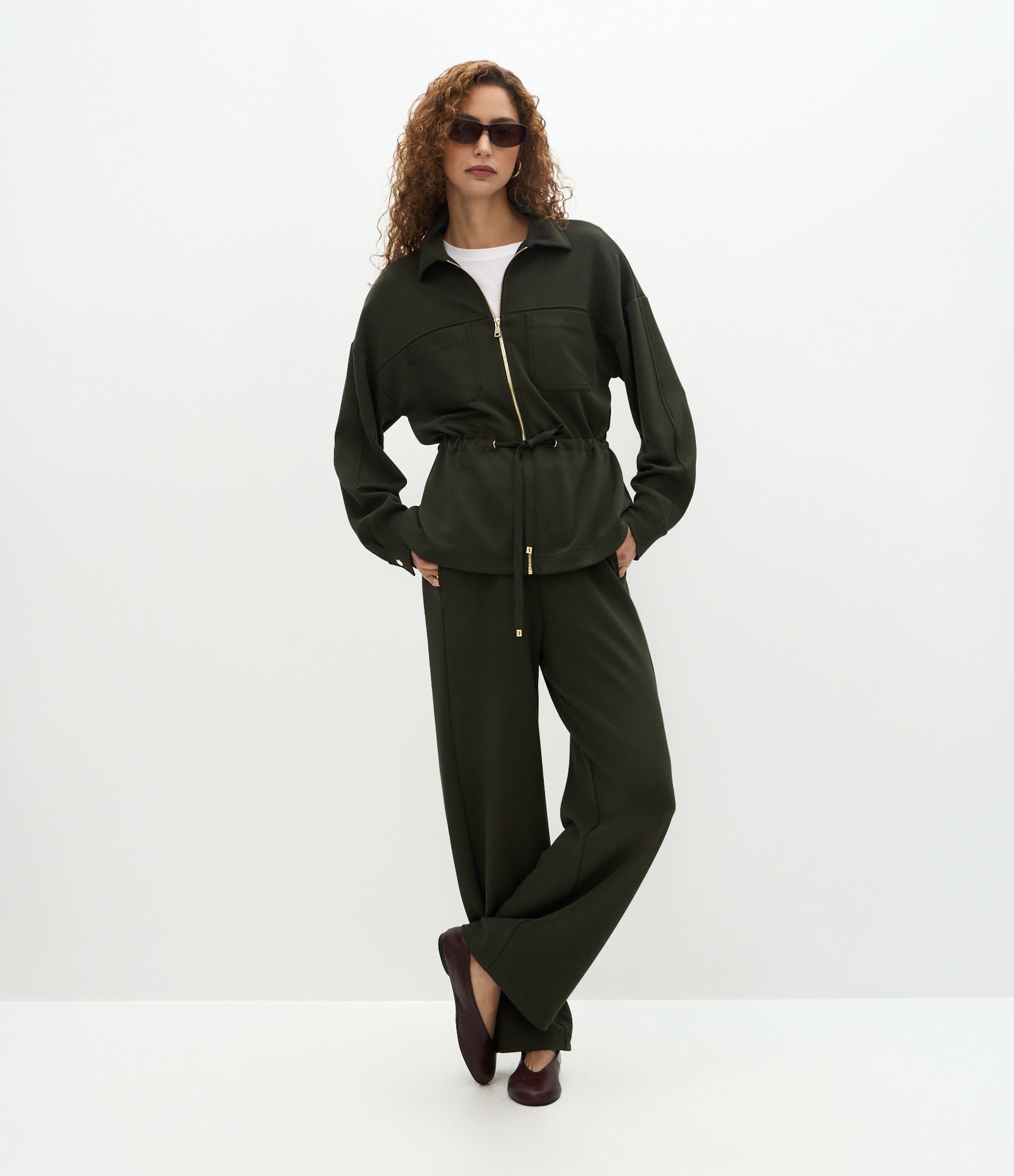 Jaqueta Parka em Modal com Zíper e Cordão Ajustável Verde 2