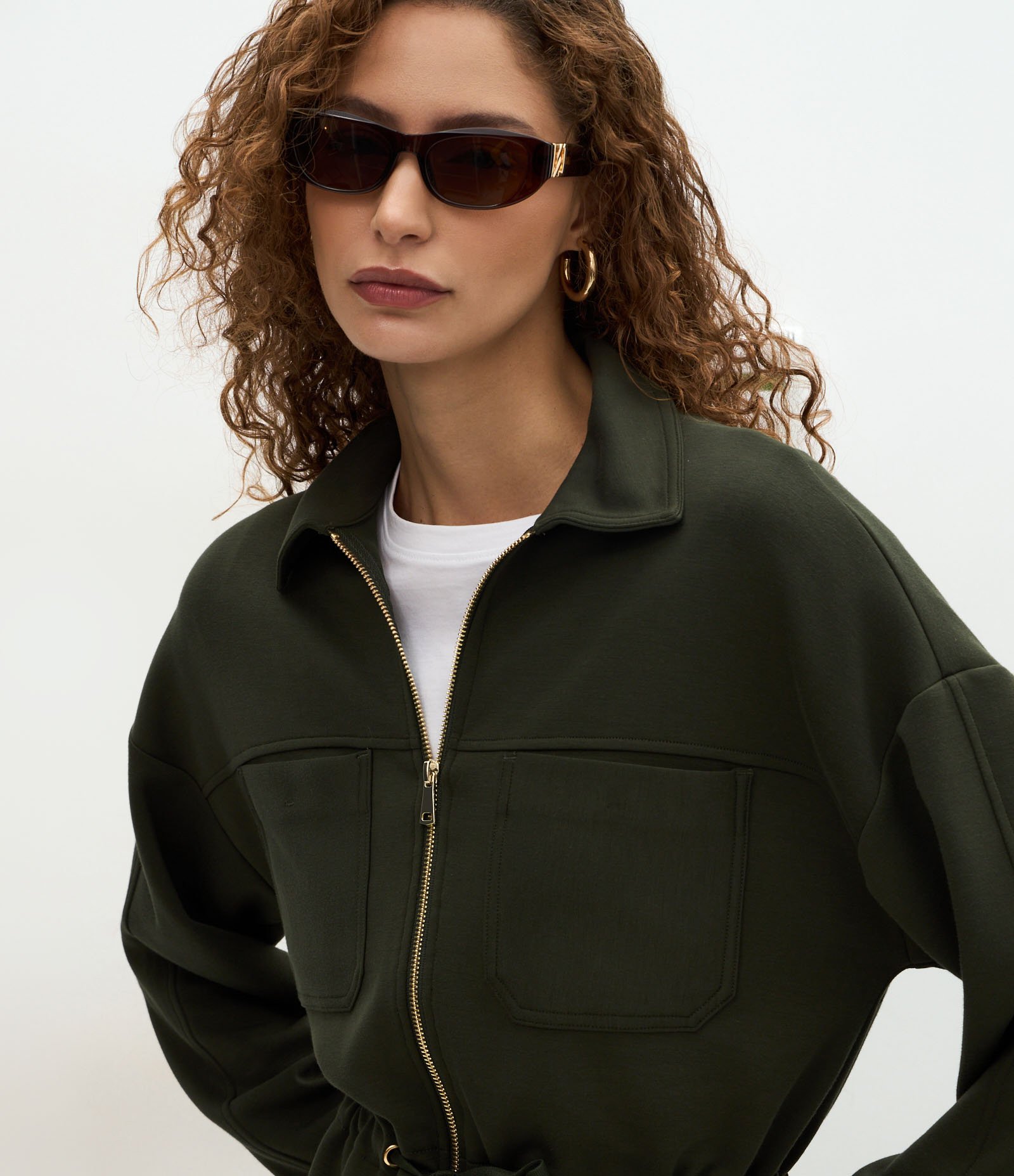 Jaqueta Parka em Modal com Zíper e Cordão Ajustável Verde 3