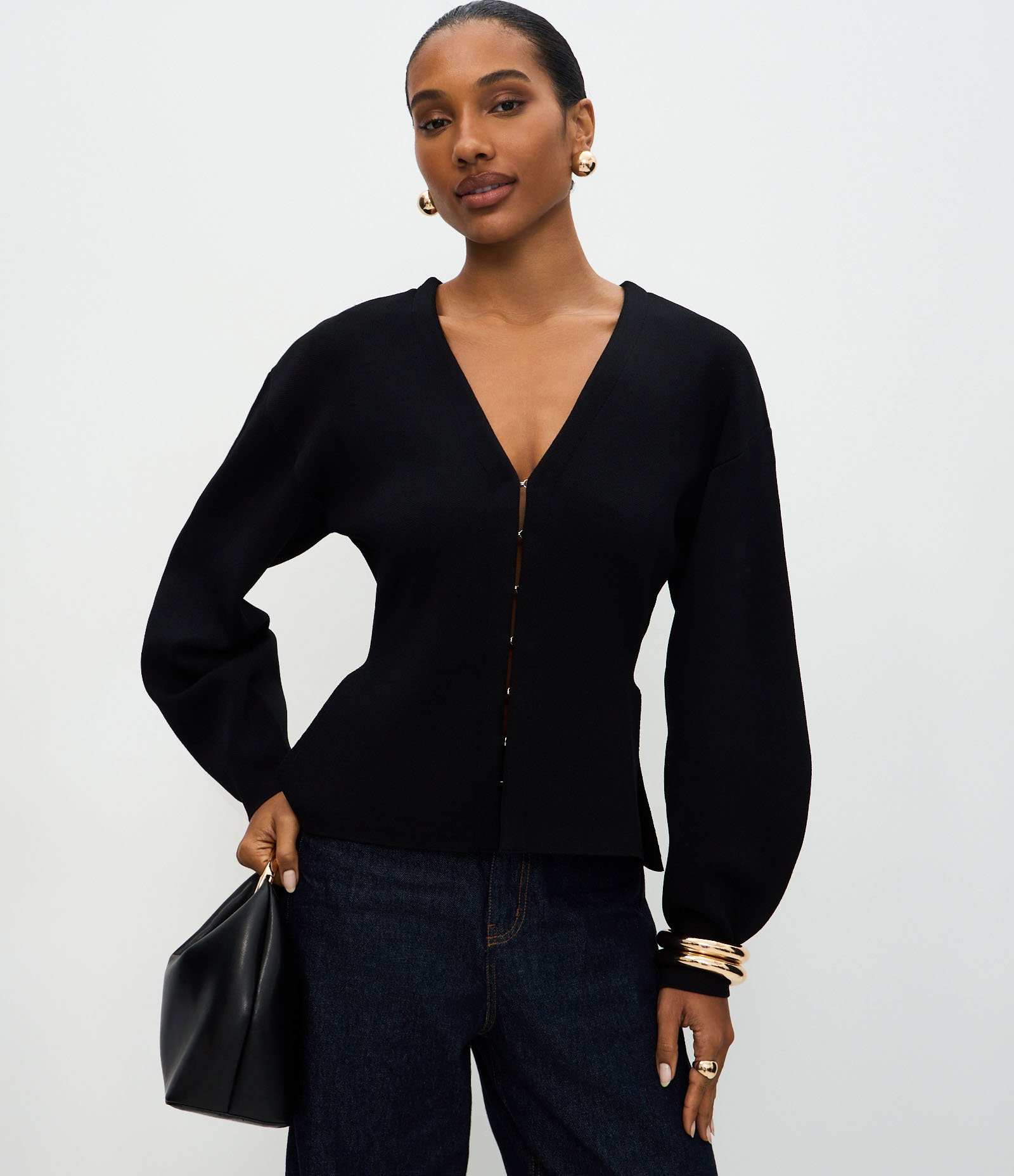Cardigan Regular em Tricô com Abotoamento por Ganchos Anthracite 1