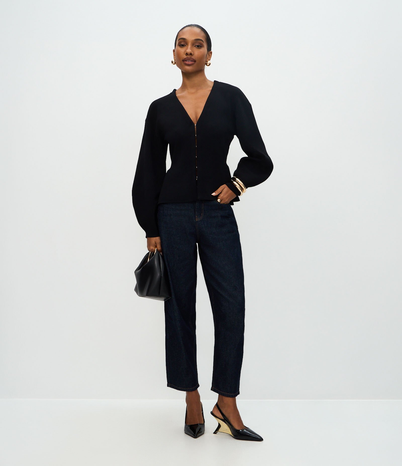 Cardigan Regular em Tricô com Abotoamento por Ganchos Anthracite 2