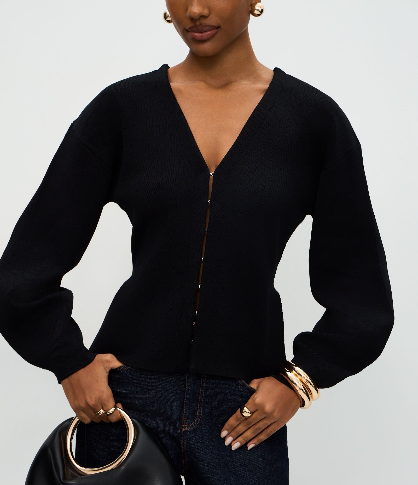 Cardigan Regular em Tricô com Abotoamento por Ganchos Anthracite 4