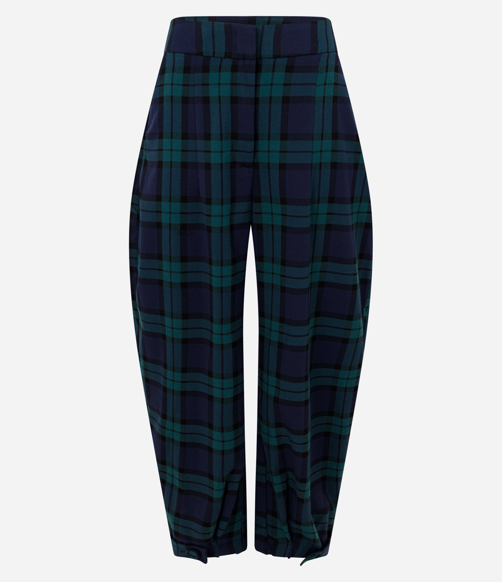 Calça Barrel Alfaiatada com Estampa Xadrez Verde/Azul 5