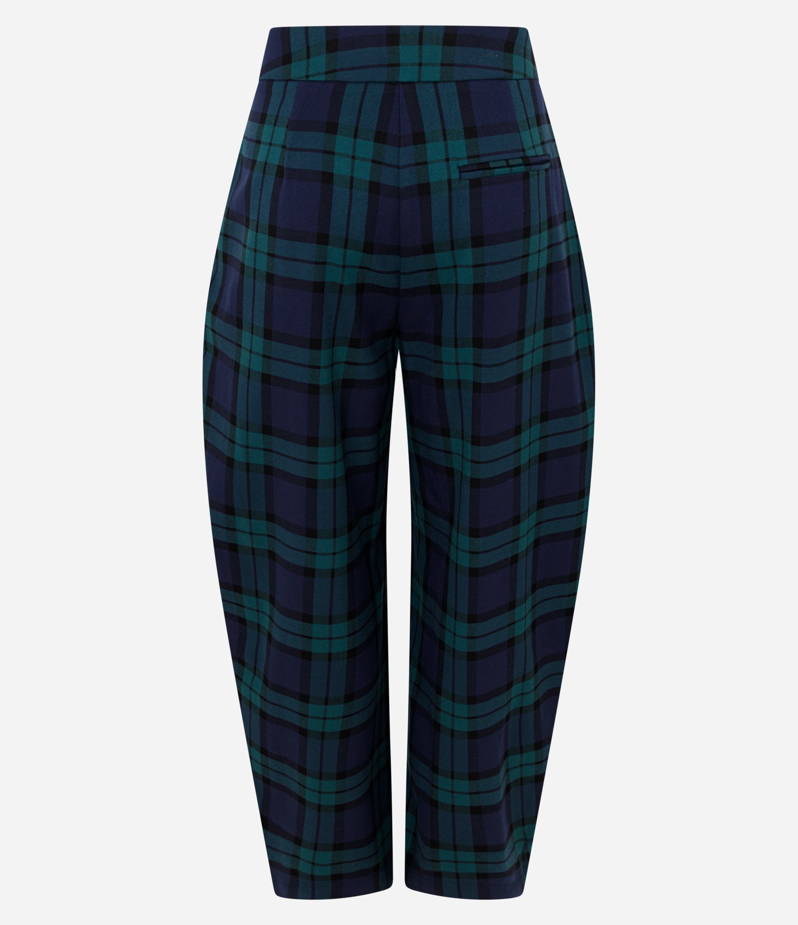 Calça Barrel Alfaiatada com Estampa Xadrez Verde/Azul 6