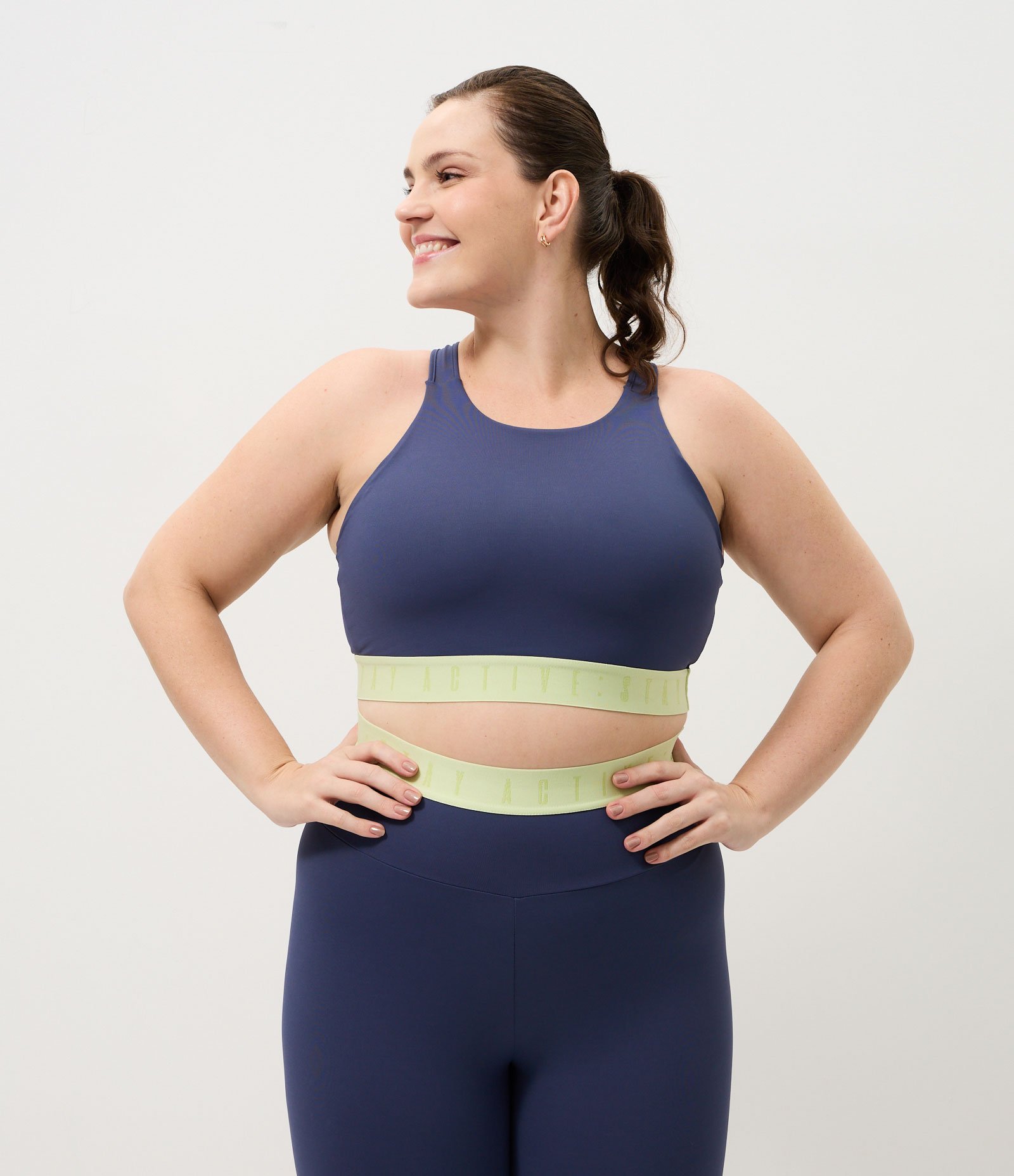 Top Esportivo Dry Nadador com Faixa Contrastante Curve & Plus Size Azul 1