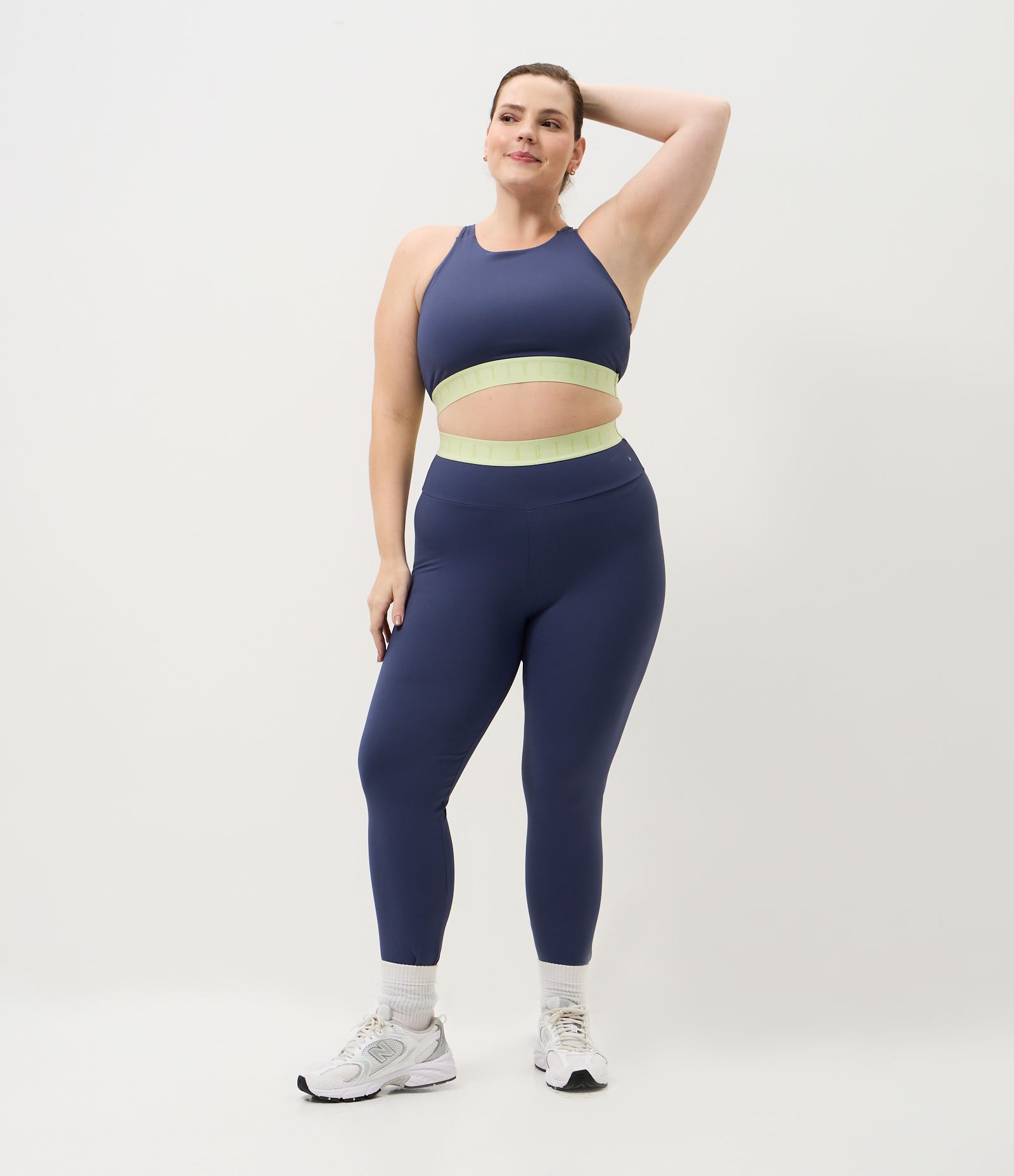 Top Esportivo Dry Nadador com Faixa Contrastante Curve & Plus Size Azul 2