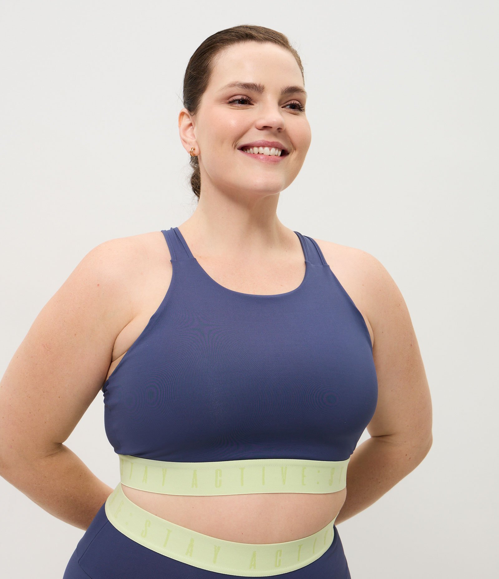 Top Esportivo Dry Nadador com Faixa Contrastante Curve & Plus Size Azul 3