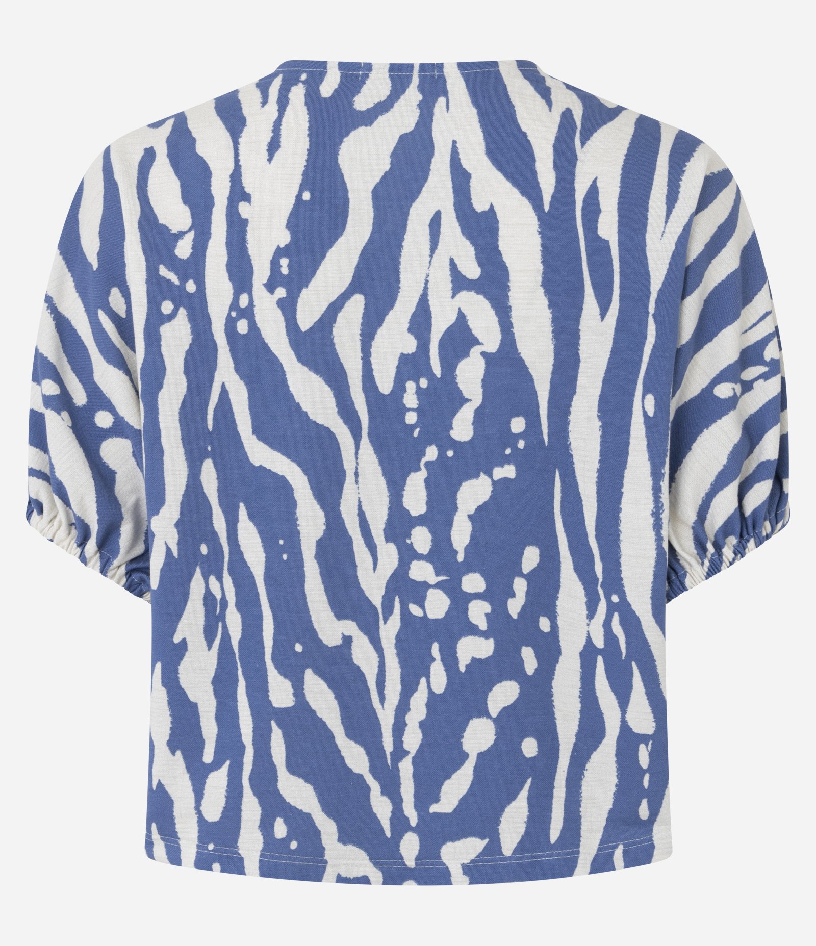 Blusa em Piquet com Elástico nas Mangas e Estampa Abstrata Azul 6