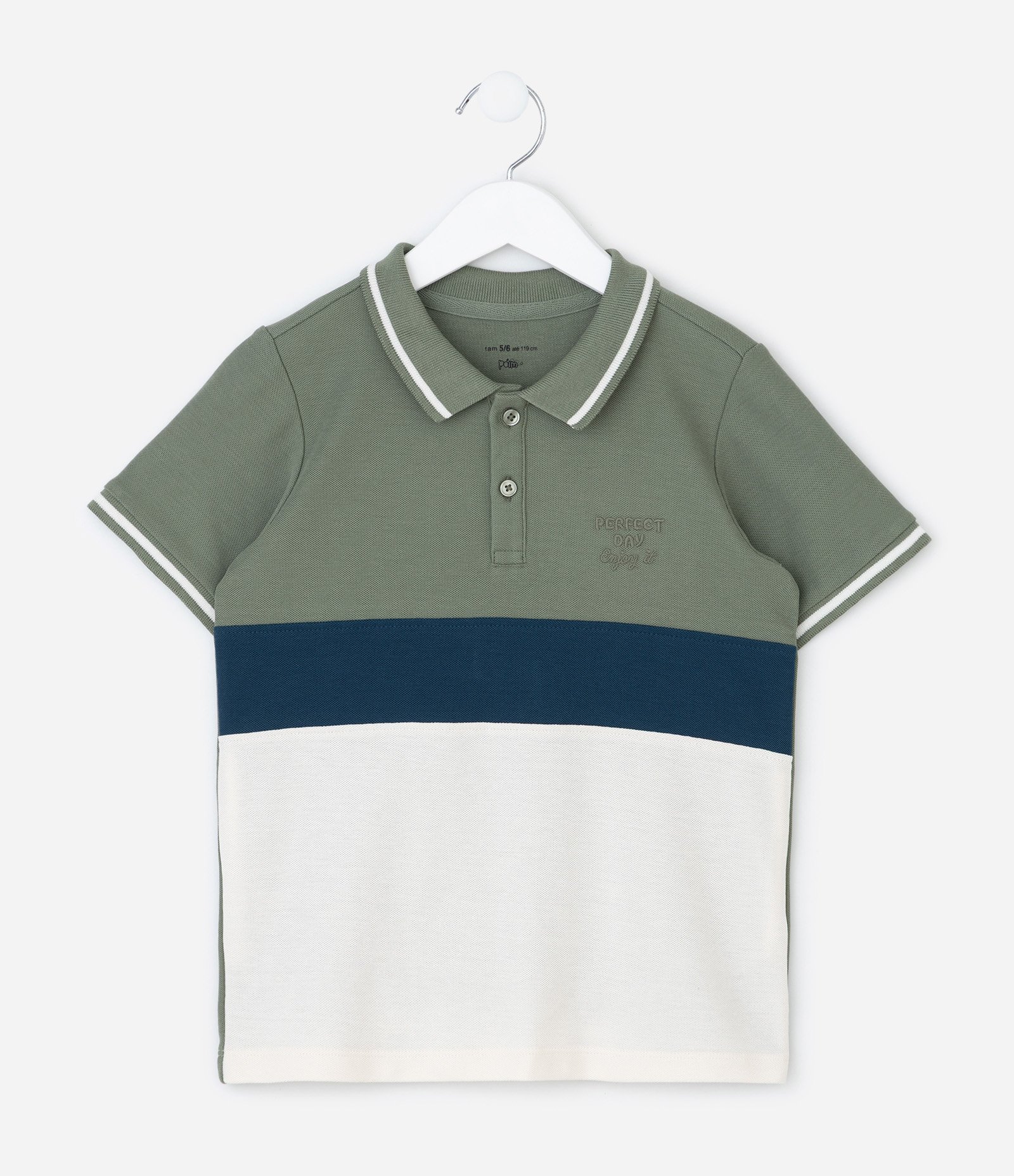 Conjunto Infantil em Piquet com Recorte Bicolor - Tam 1 a 6 Anos Verde/Azul Marinho 3