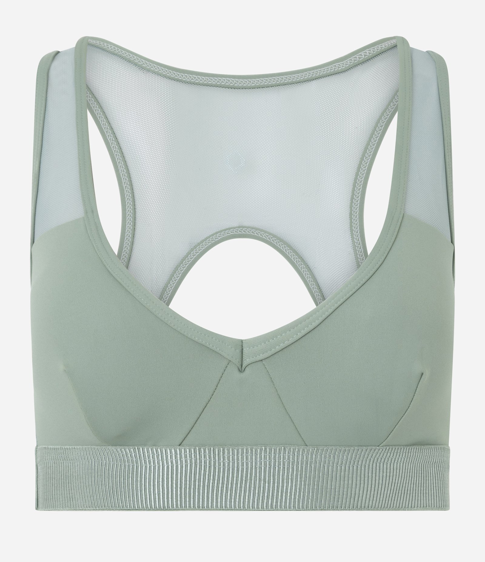 Top Esportivo em Microfibra com Bojo e Detalhes em Tule Verde 1