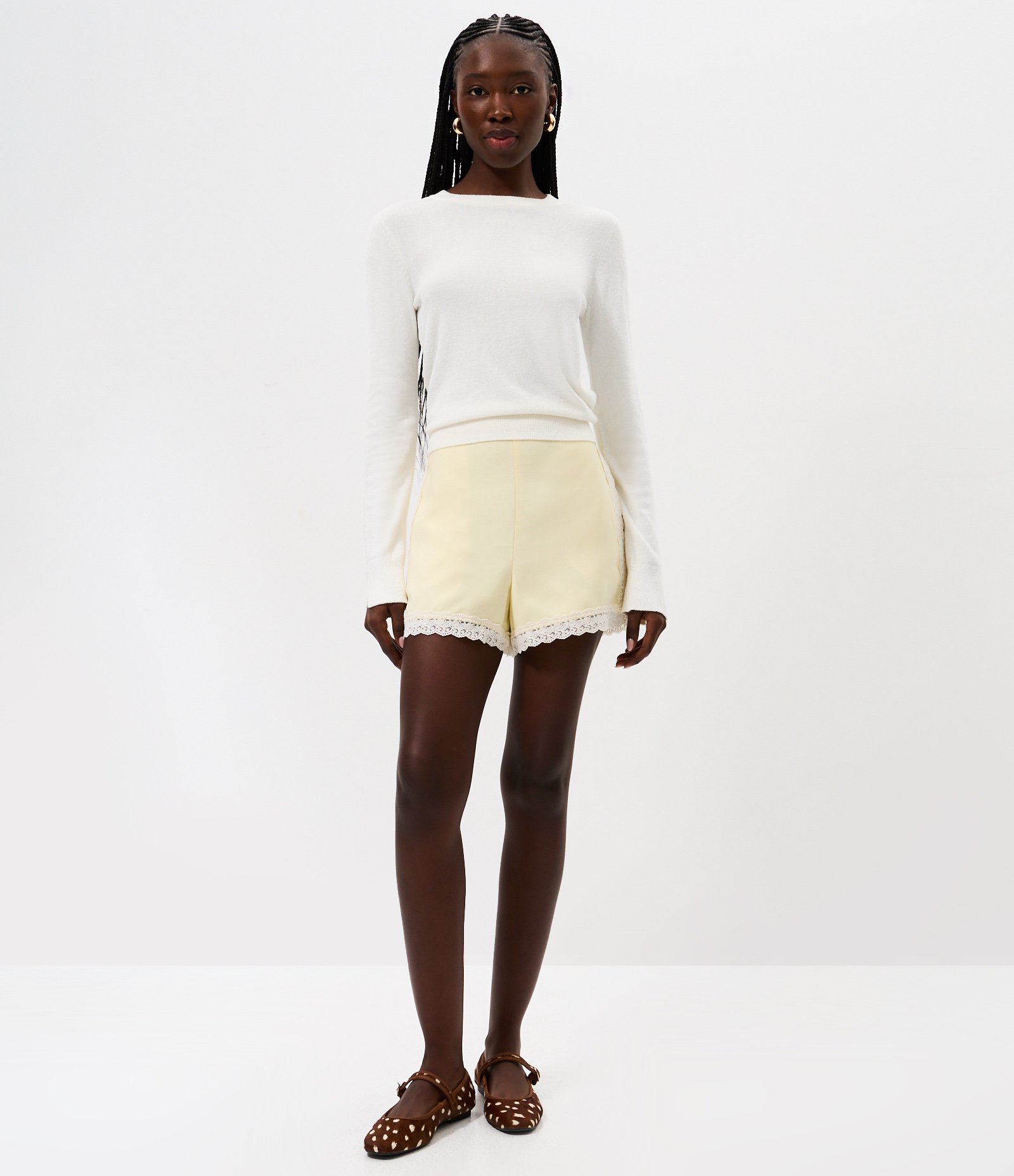 Blusa Manga Longa em Tricô com Fenda na Manga Branco 2