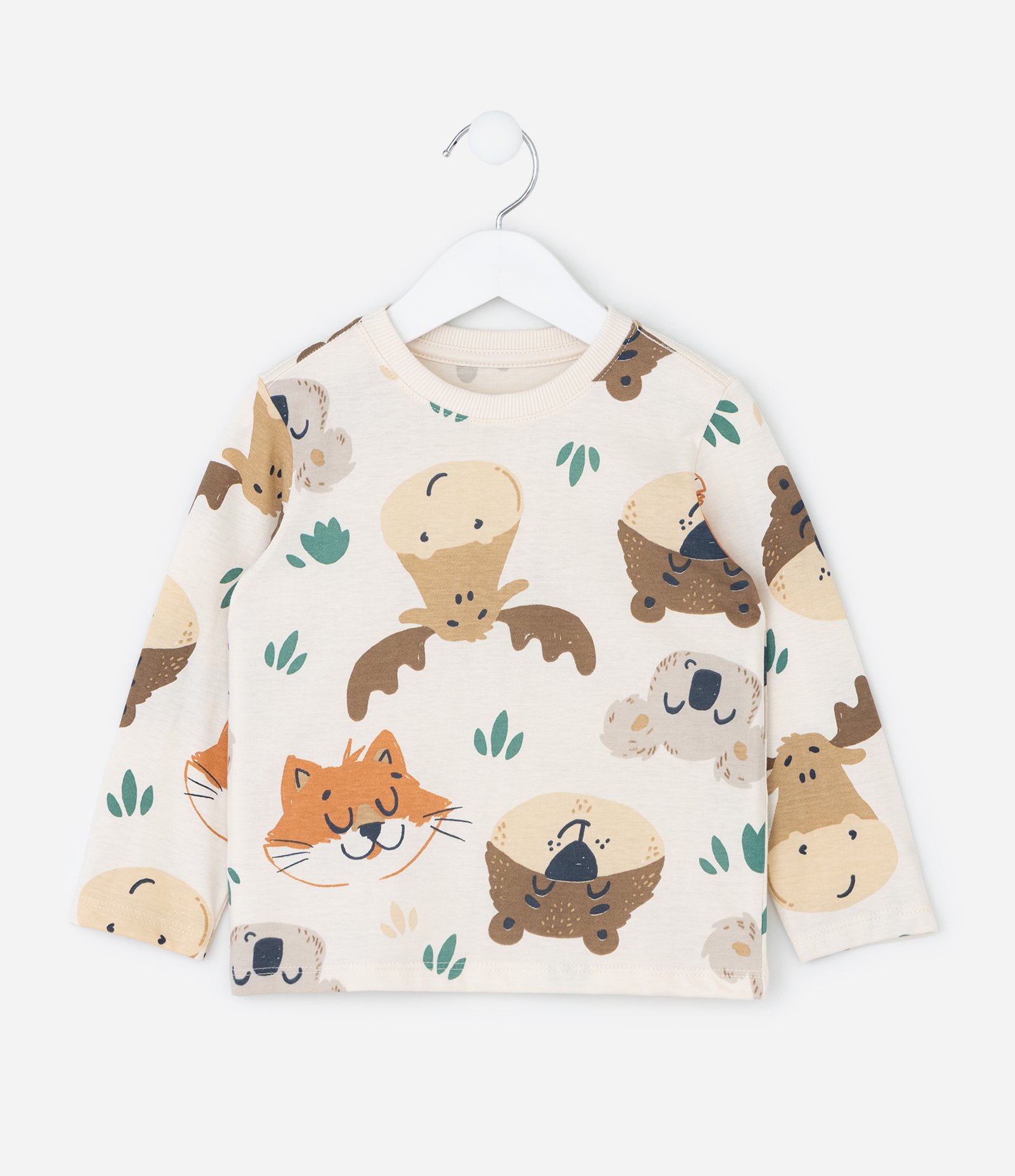 Camiseta Infantil com Estampa de Animais – Tam 1 a 5/6 Anos Bege Claro 1