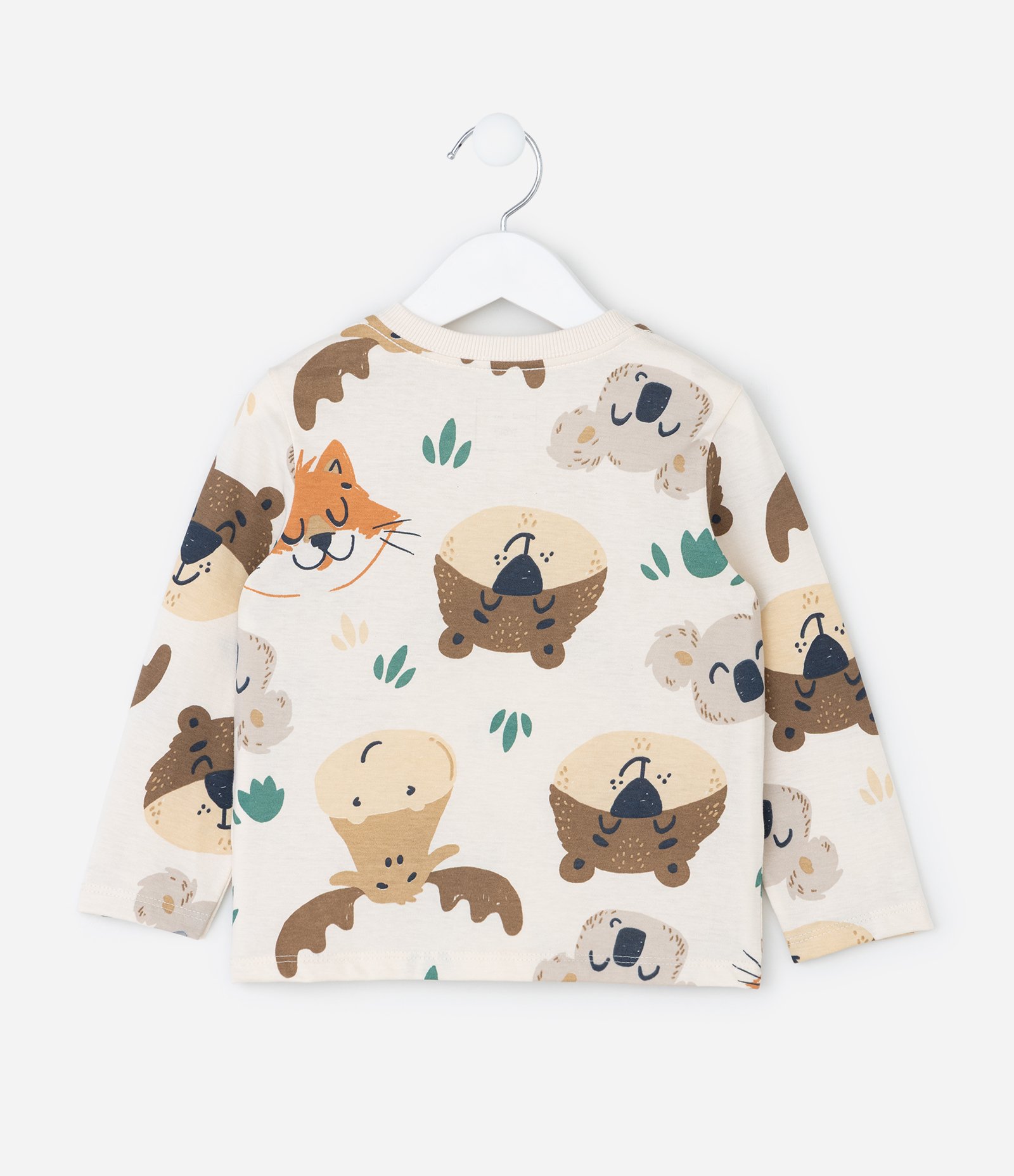 Camiseta Infantil com Estampa de Animais – Tam 1 a 5/6 Anos Bege Claro 2