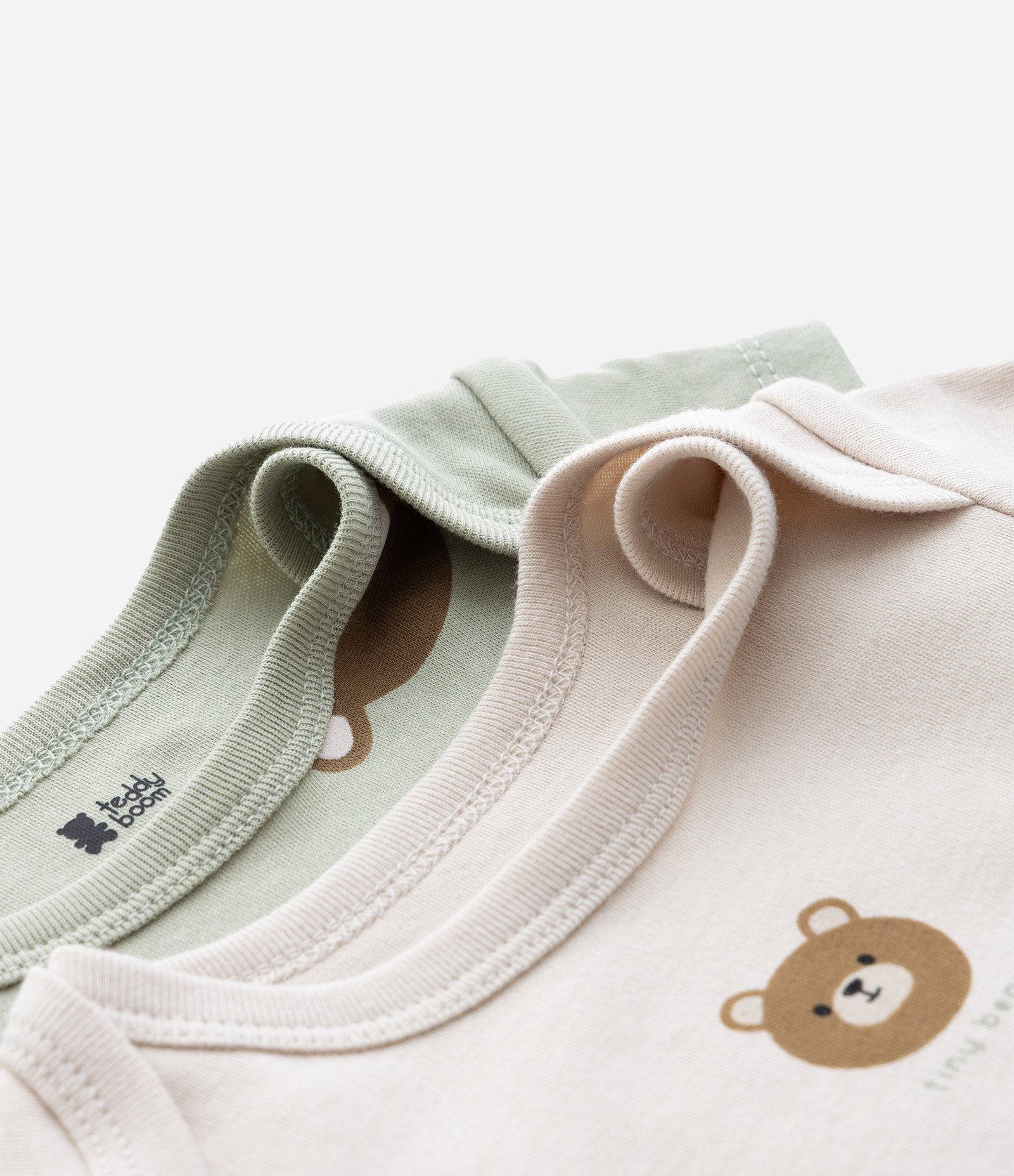 Kit 02 Bodies Infantil com Estampa Urso – Tam 0 a 18 Meses Verde/Bege 4