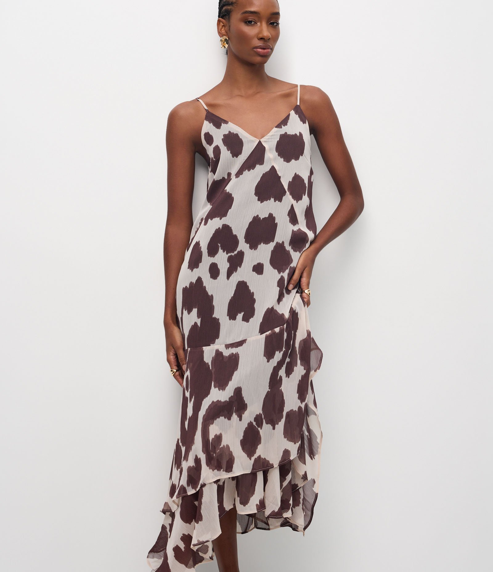 Vestido Longo em Chiffon Animal Print com Decote V Animal Print 2