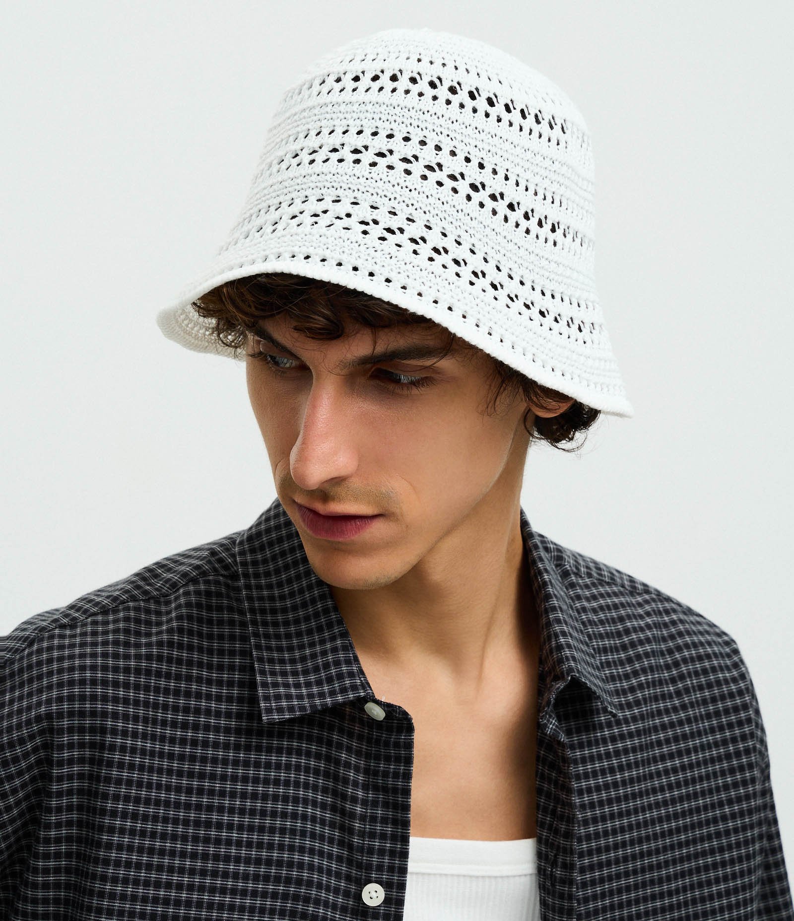 Chapéu Bucket Crochê Branco 1