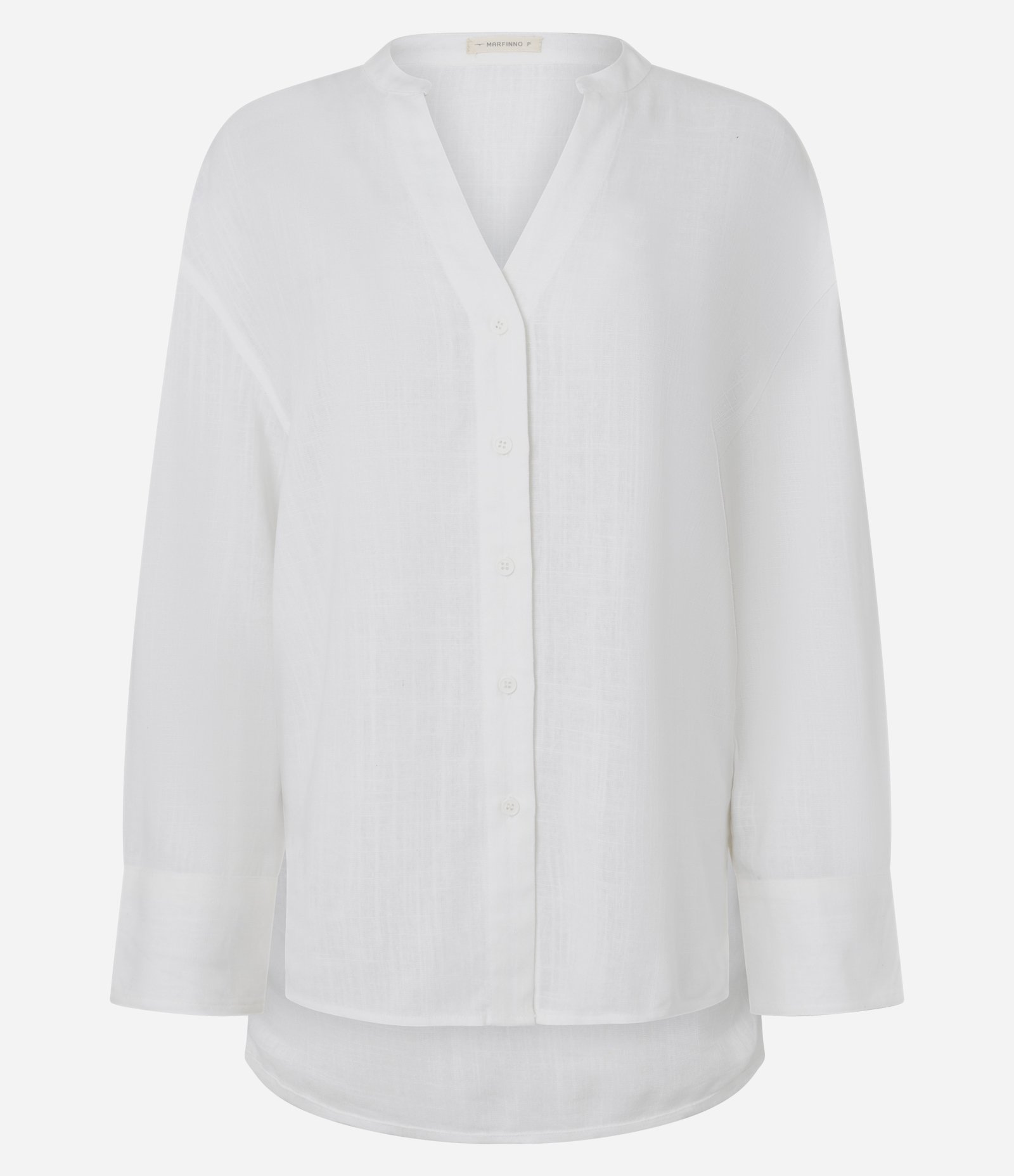 Camisa Oversized em Viscolinho com Gola Padre Branco 1