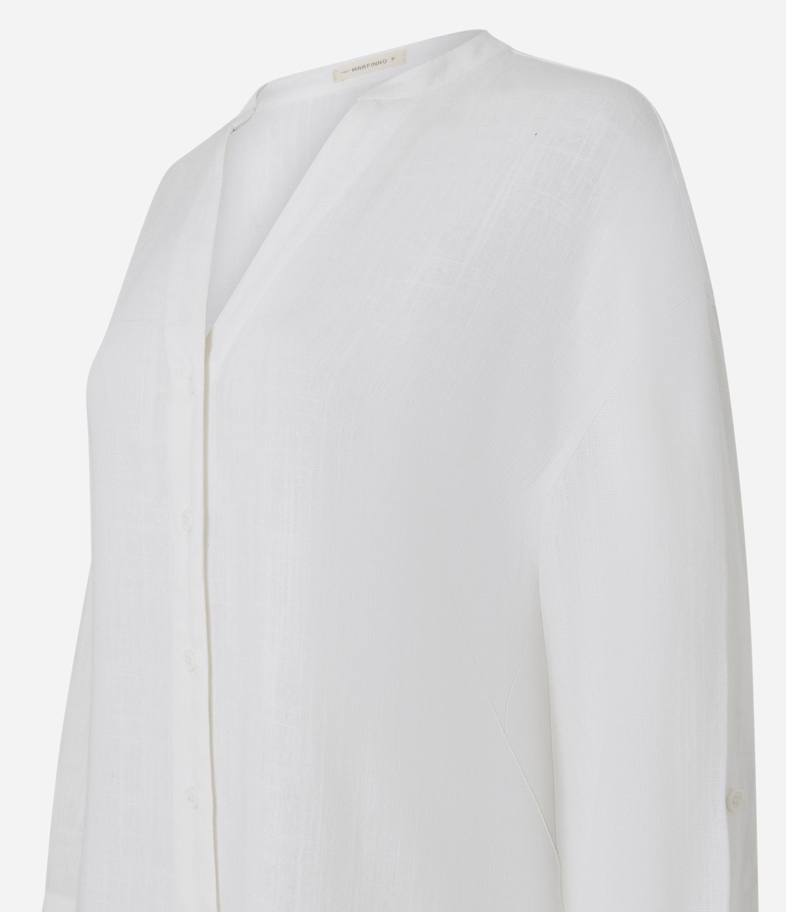 Camisa Oversized em Viscolinho com Gola Padre Branco 2