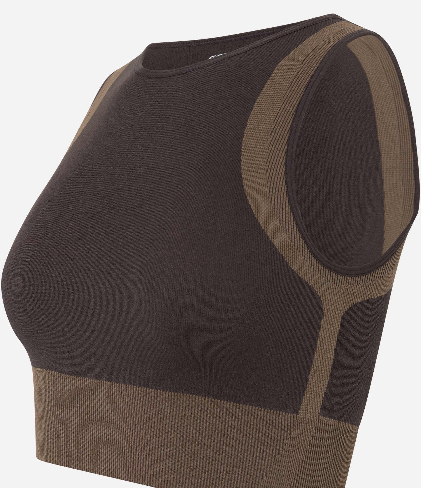 Top Esportivo em Microfibra Seamless com Recorte Contrastante Marrom 6