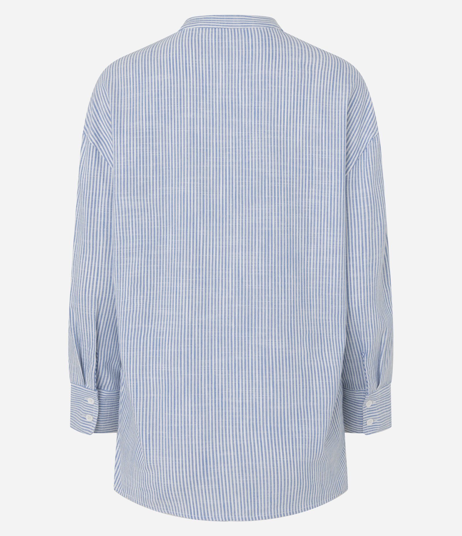 Camisa Oversized em Viscolinho com Estampa Listrada Azul 2