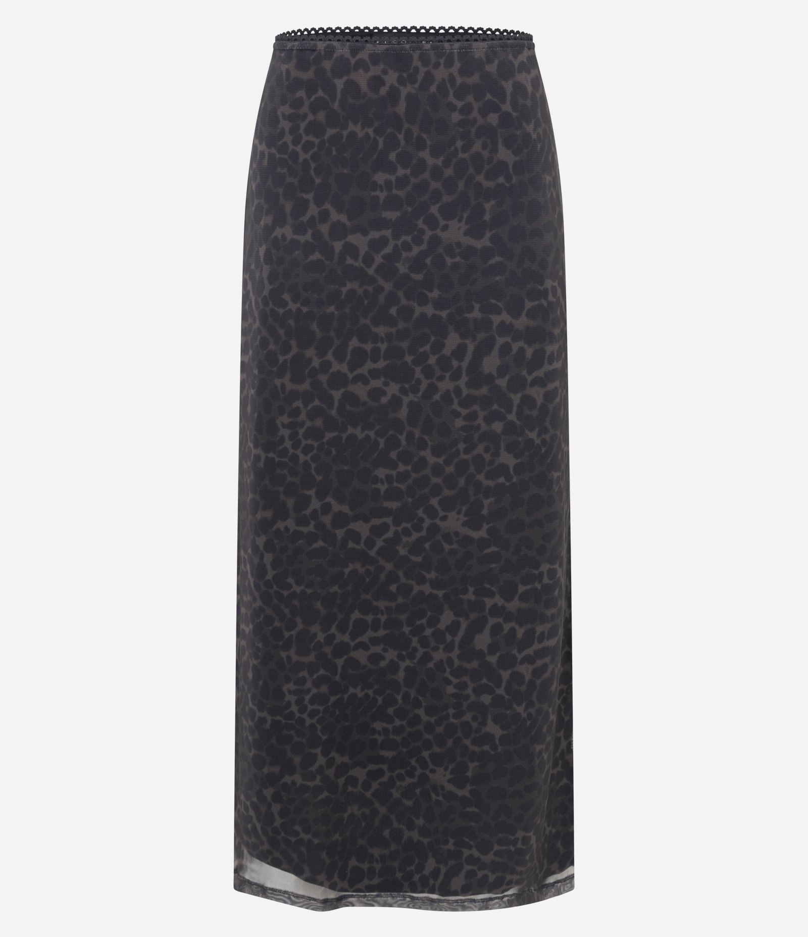Saia Longa em Tule com Estampa Oncinha Preto 1