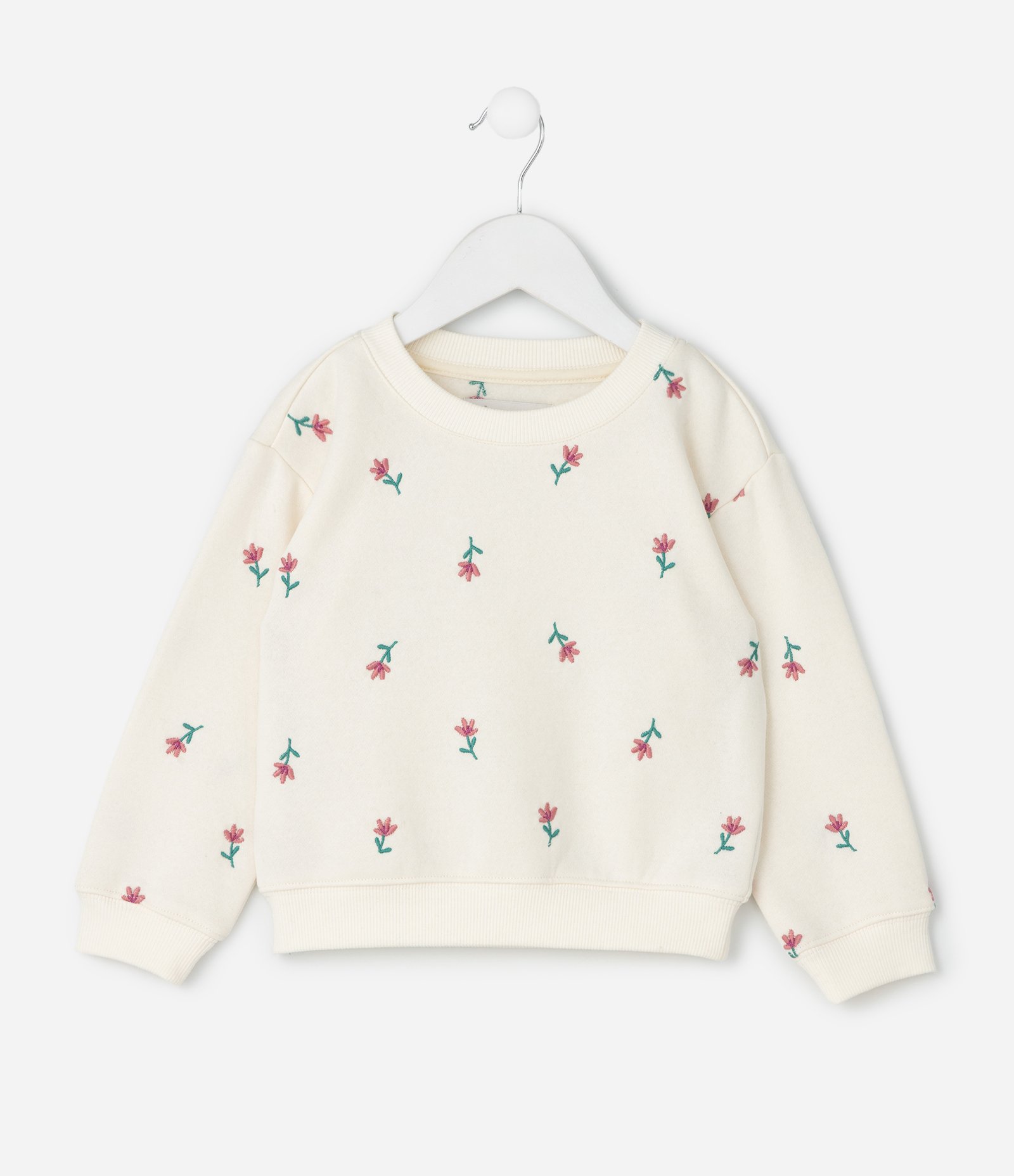 Conjunto Infantil em Moletom com Estampa Flores - 1 a 6 anos Off White 3