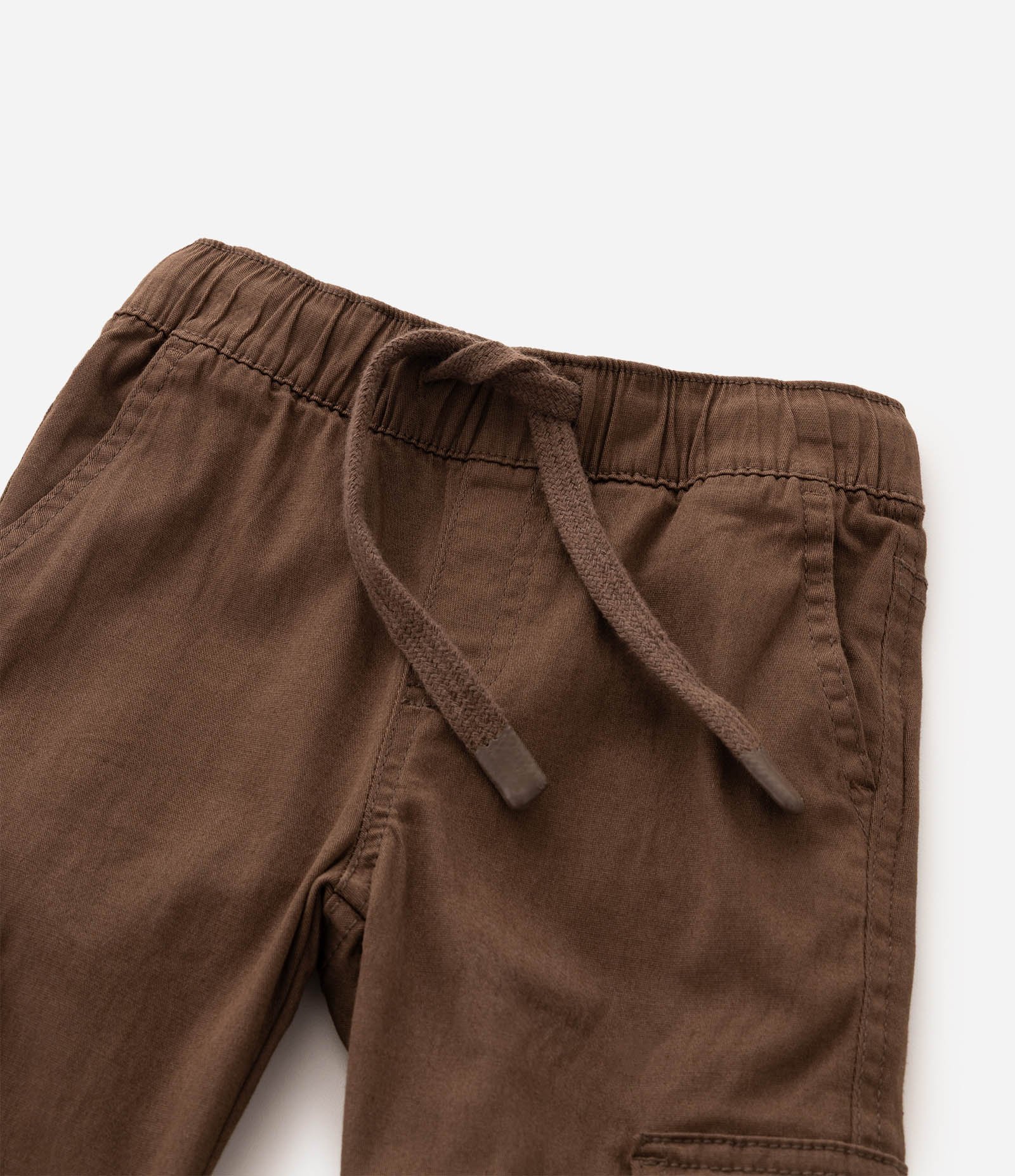 Calça Jogger Infantil em Sarja com Bolsos Cargo - Tam 1 a 6 Anos Marrom 5